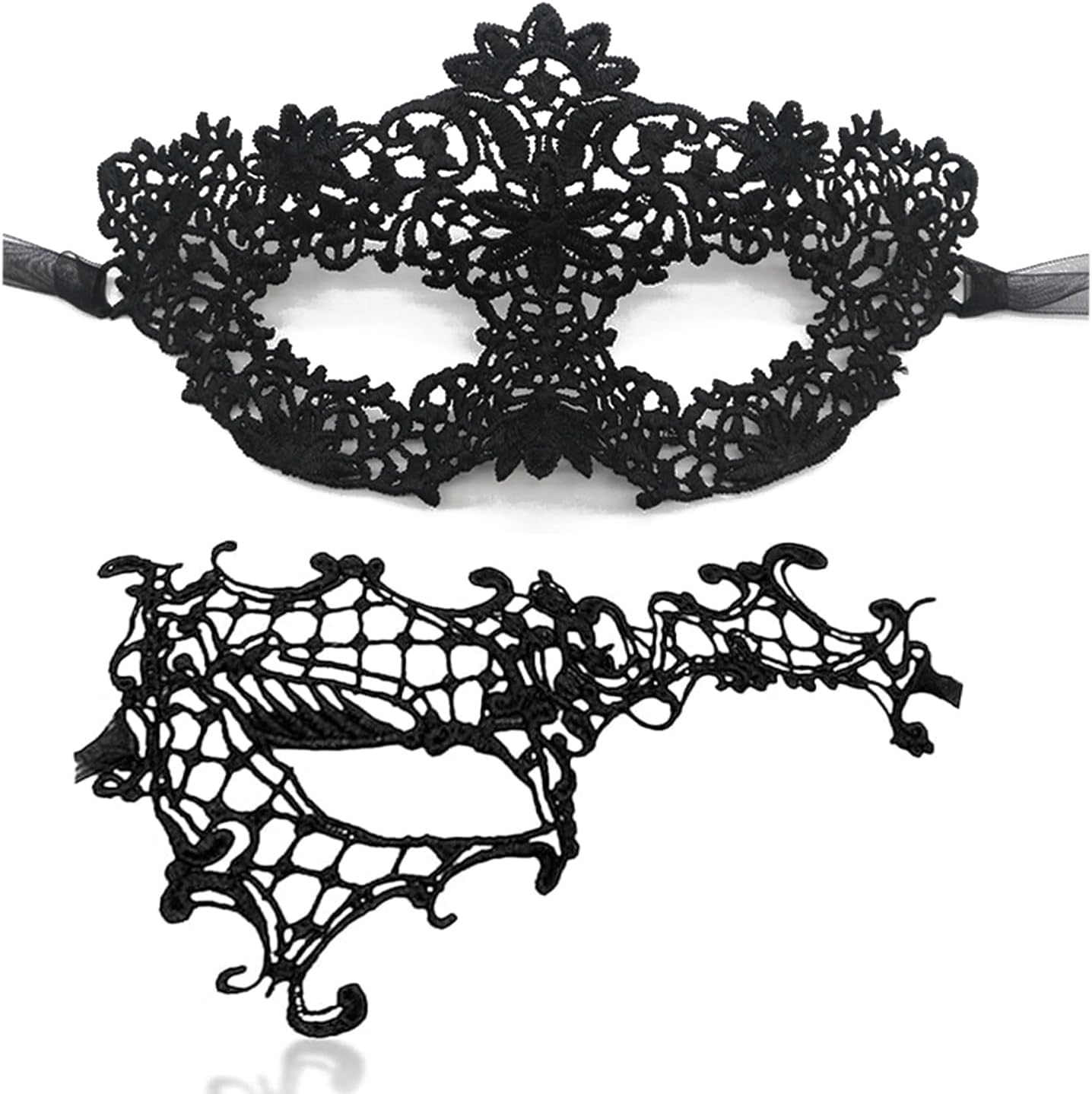 TFTSR Masquerade Masks for Women Couples & Men - Black & Gold Lace Mardi Gras & Venetian Dress Mask Adults Party Costume