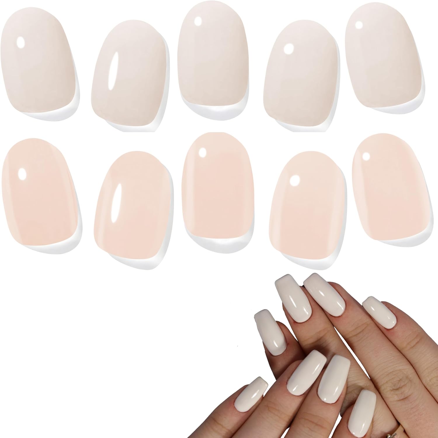 Alice & Bella Milky White & Latte Cream Bundle - Create Trendy Neutral Manicure That Goes With Any Outfit & Occasion - Semi Cured Gel Nails - Mikly Strips, Wraps or Stickers Cure With Any UV Lamp