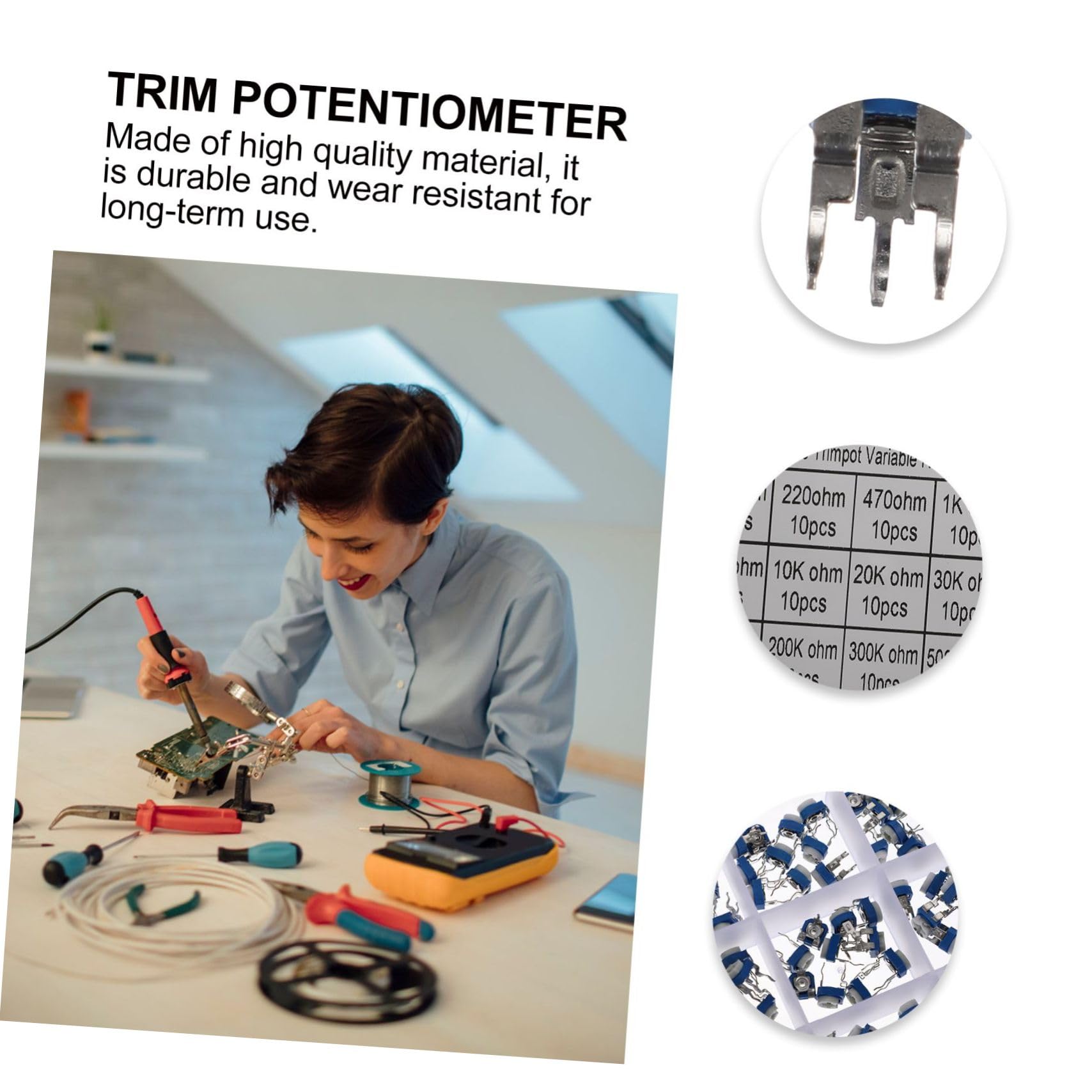 2 Series 2 Juegos De Potenciómetros De Resistencia Ajustables Perillas Ajustables Potenciómetro De Ajuste Resistencia Variable Kit Surtido De 150 piezas