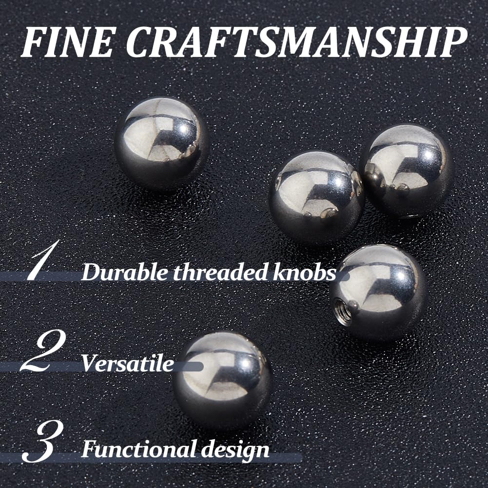 SUPERFINDINGS 5Pcs M6x22mm Ball Nuts Knob 304 Stainless Steel Female Thread Ball Nut Caps Silver Replacement Chromium Steel Balls Screw Caps Round Lamp Decoration for Lighting Machinery DIY