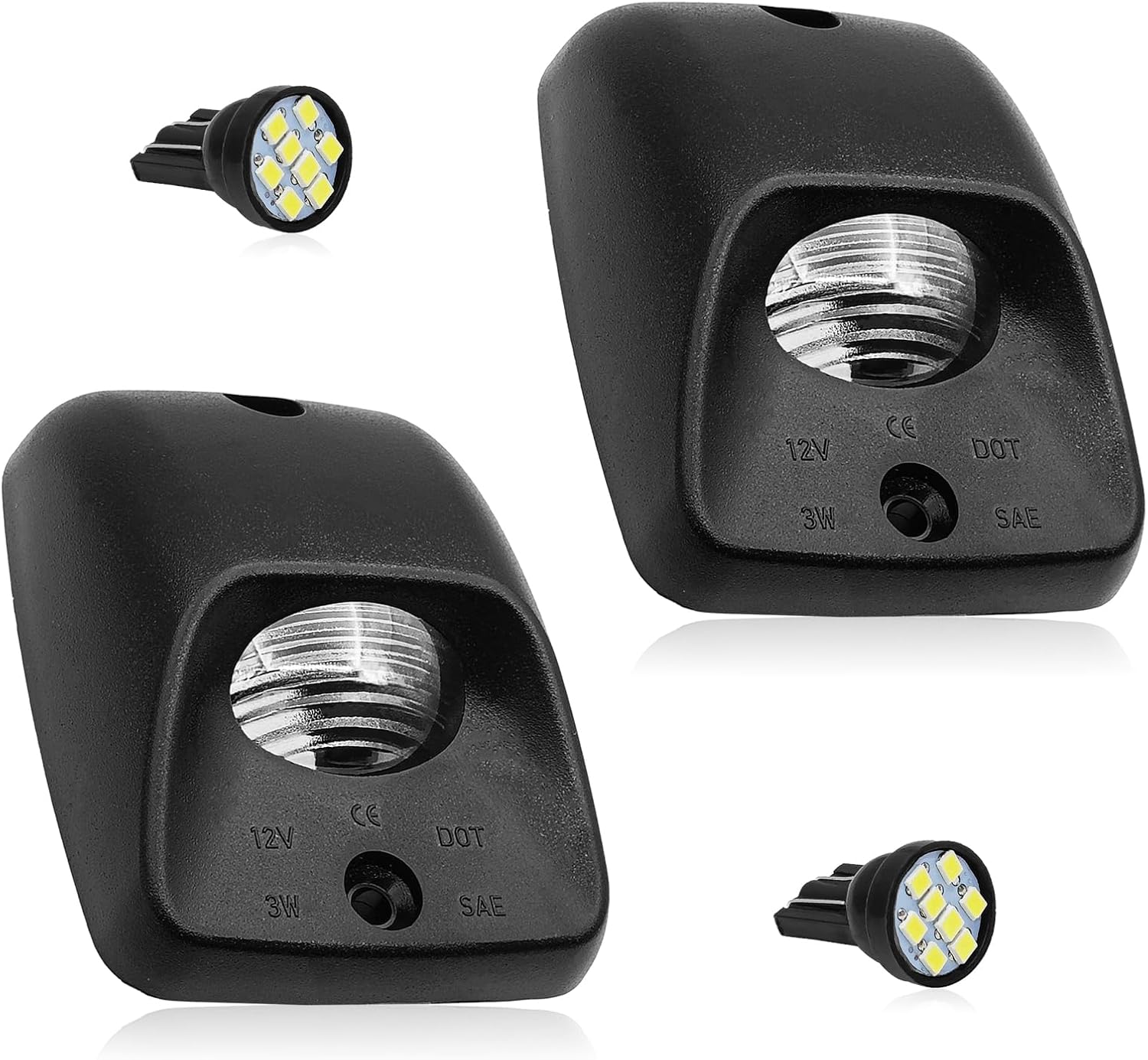 LED License Plate Light Tag Lamp Lens Housing, Compatible with Tacoma 1995-2004, Includes 2 Black License Plates Light Lens Housing