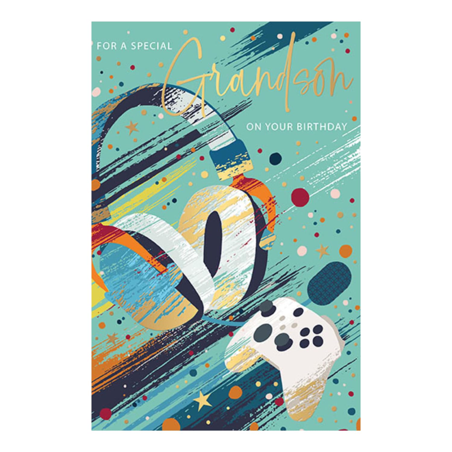 WORDS 'N' WISHES Traditional Grandson Birthday Card, Grandson Birthday Card, Multi-Coloured 20.3 x 13.4 cms