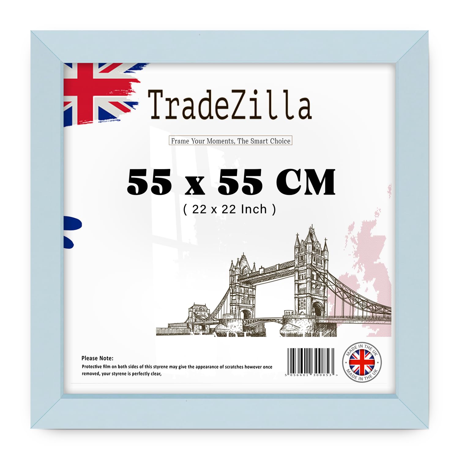 TradeZilla | Wood Finish Picture Frame (55 x 55 CM) Wall Gallery Poster Frame, 550 x 550 mm Premium MDF Frame, Ideal for Art, Certificates & Home Décor Display [ Light Grey ]