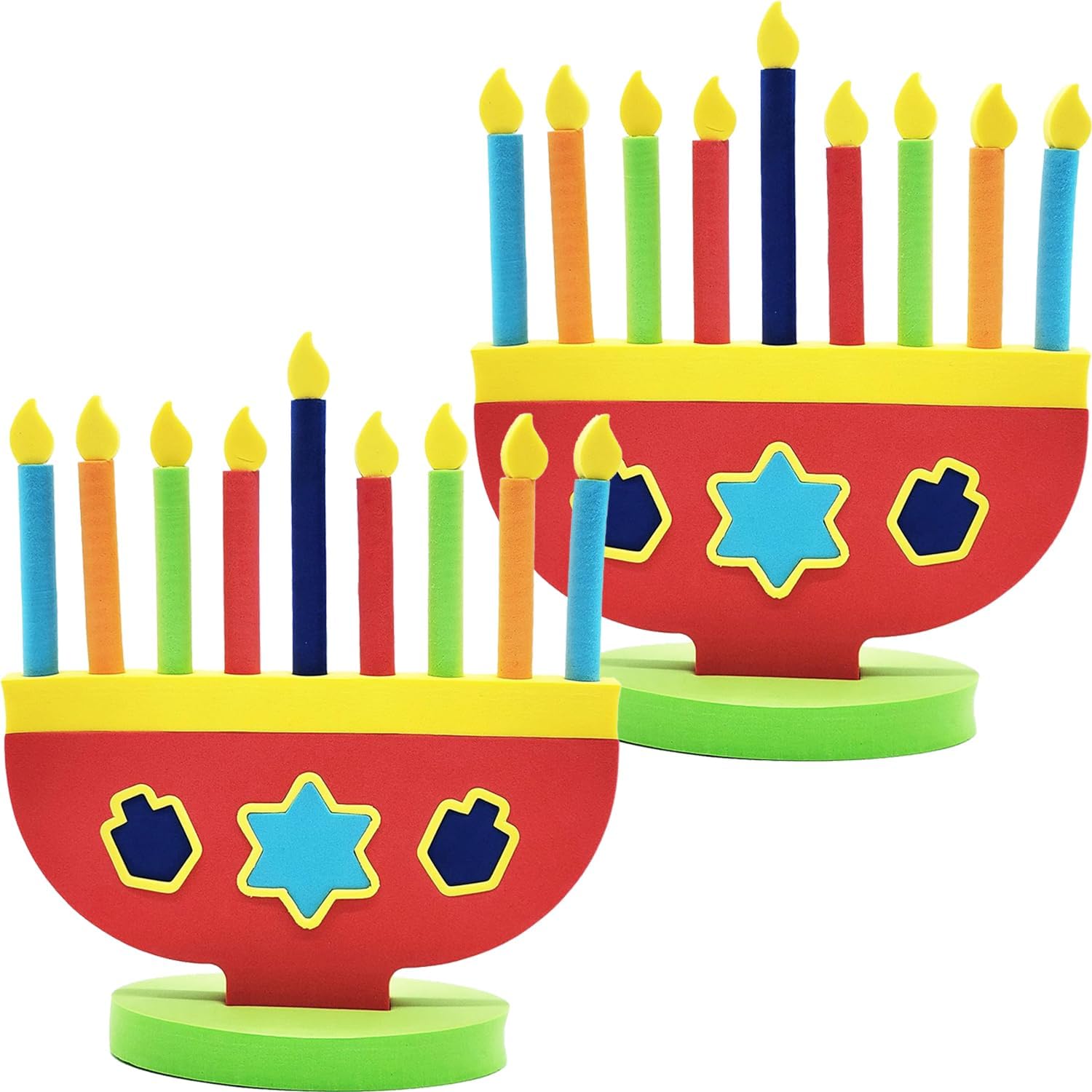 Hanukkah Foam Toy Menorah with Removable Candles and Dreidel Design (Single-Pack)