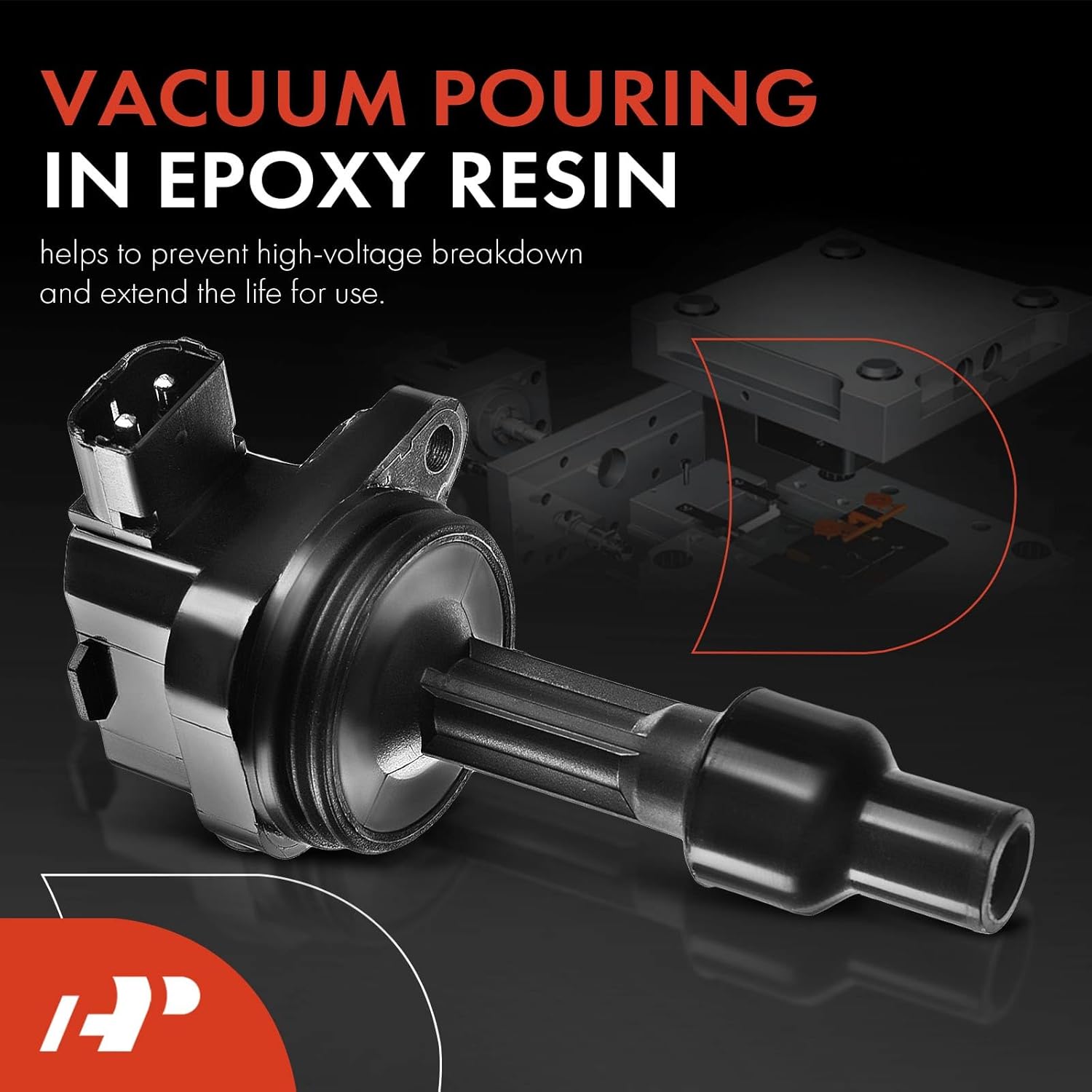 A-Premium Engine Ignition Coil Pack Compatible with Volvo S40 2000-2004, V40 2000-2004, L4 1.9L Turbocharged FWD, 2-PC Set