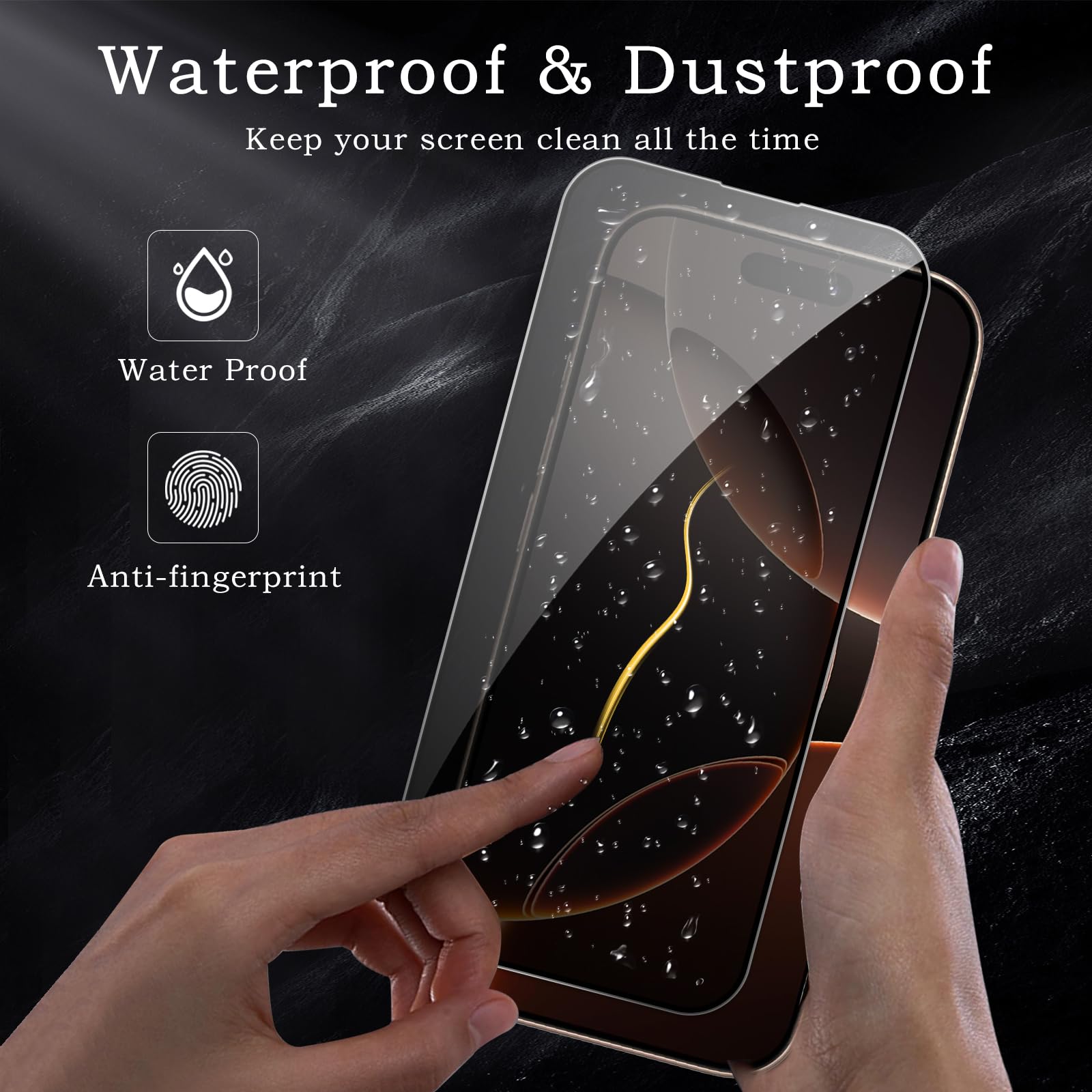 Pellicola protettiva per la privacy per iPhone 16 Pro, accessori in vetro temperato infrangibile, pellicola in vetro temperato anti spia, compatibile con custodie, ultra resistente, durezza 9H