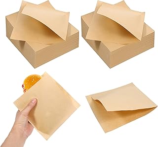 1000 Pcs Double Open Pretzel Bags 6.7 x 6.7 Inch Soft Pretzel Bags Grease-Resistant Brown Sandwich Paper Bag Paper for Snacks Cookies And More, Brown