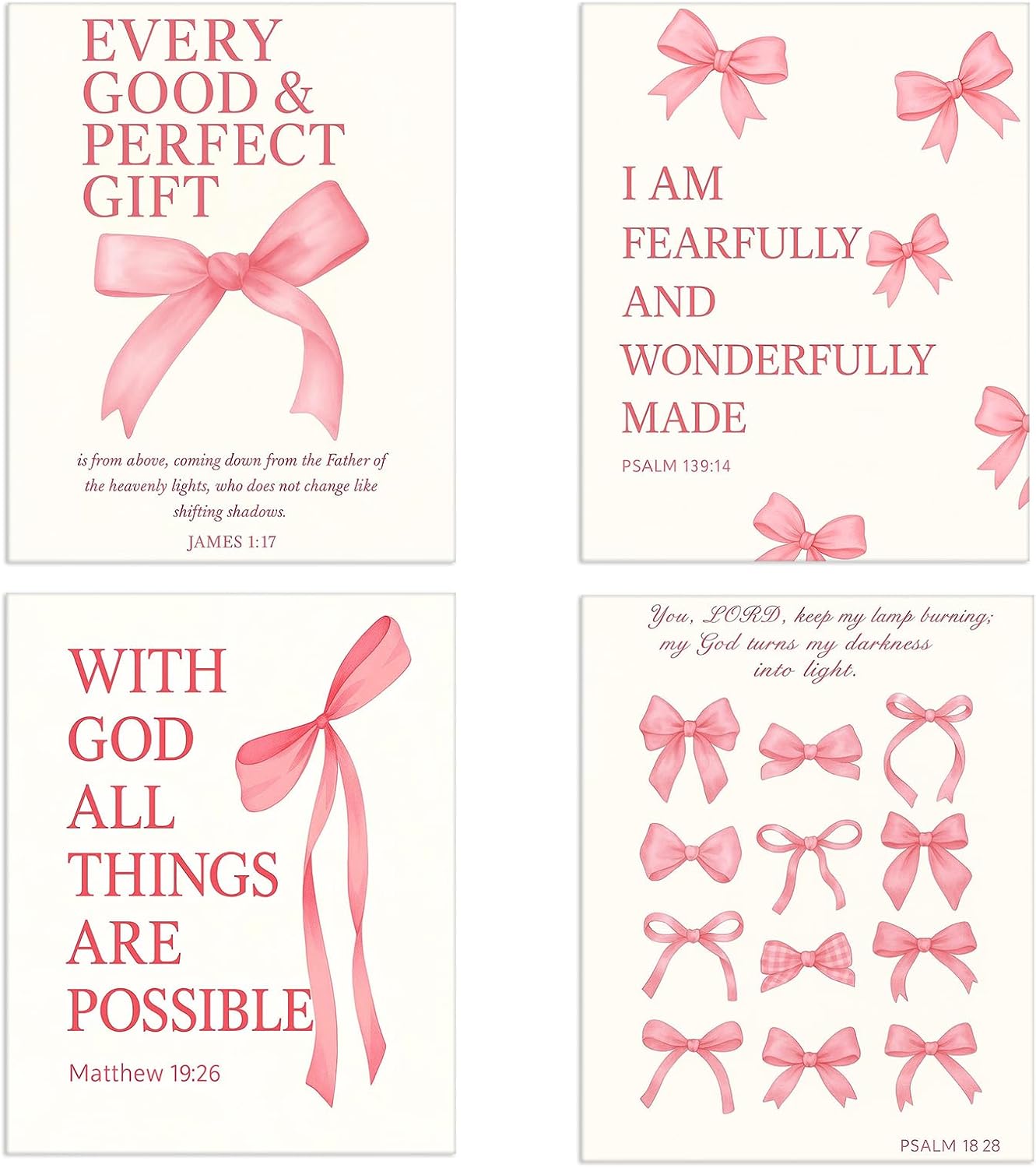 Amazon.com: Pink Bow Wall Decor - 4 Pcs (FRAMED) Pink Wall Art ...