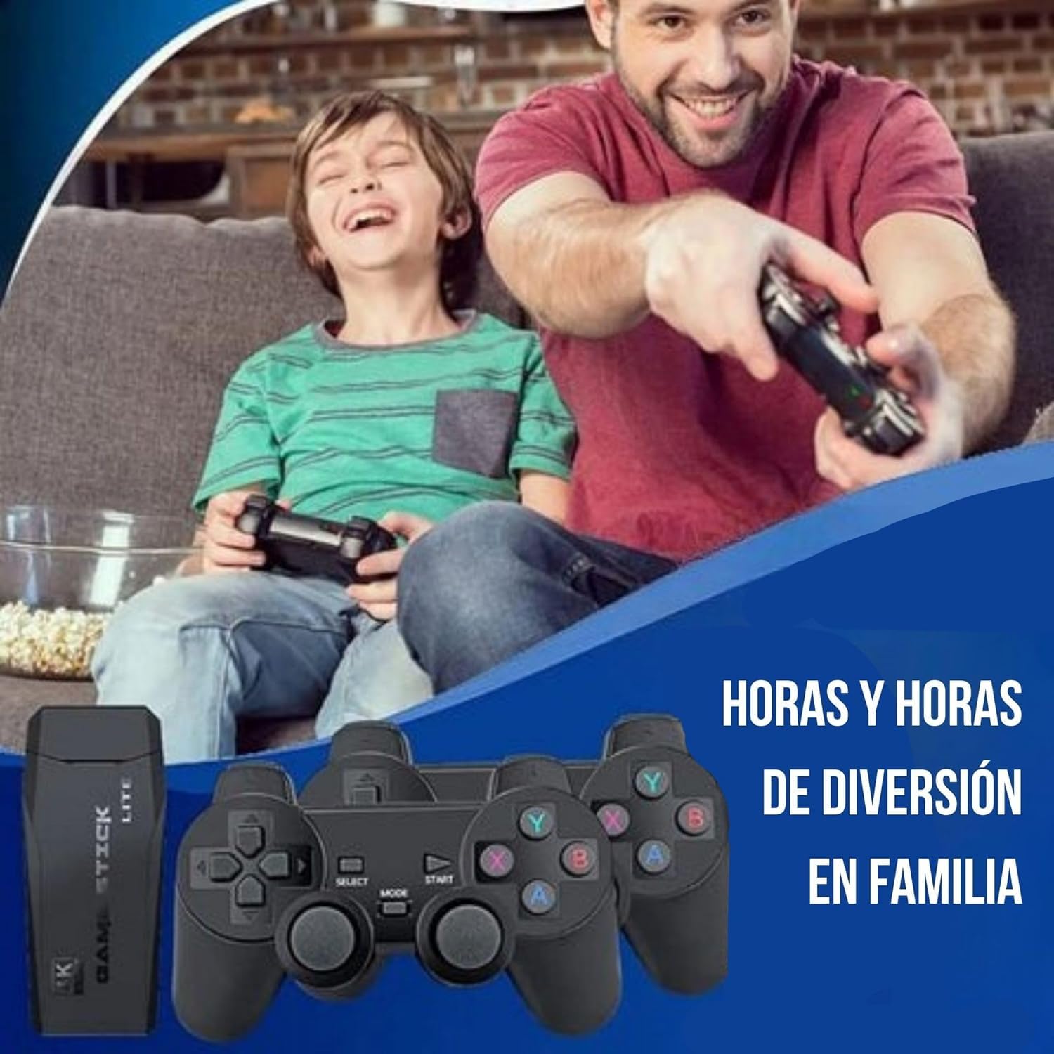 Genérico Consola Retro HDMI incluye 2 Fundas Gamepad Color - Videoconsola con Miles de Juegos Clásicos y 2 Mandos s Arcade Pincho Stick para TV Tele — view 4