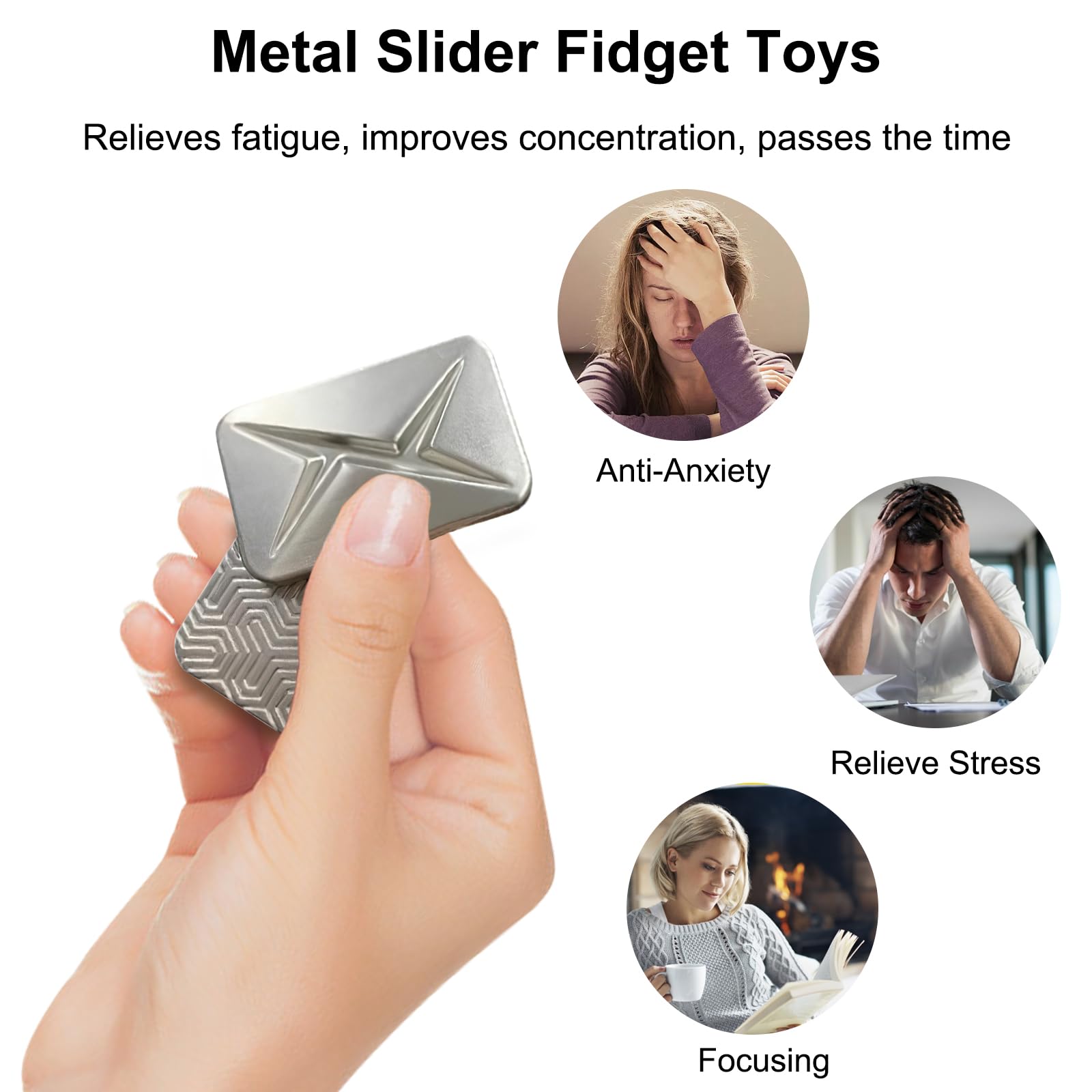Fidget Slider Magnetico In Metallo: Poker Push Card Anti-Stress In Acciaio Inox Per Adulti, Giocattolo Per Ansia E Concentrazione - 5