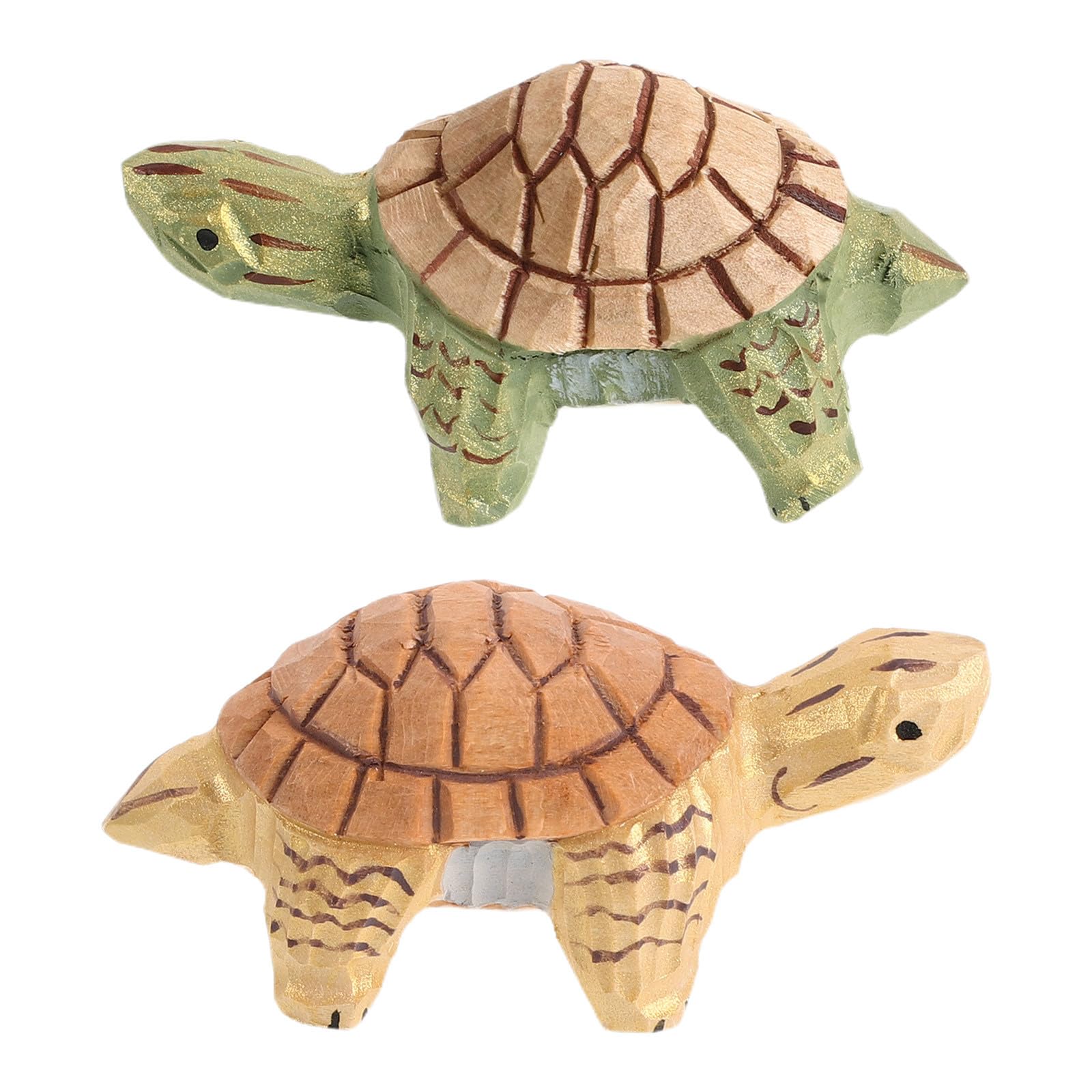 Figuras de tortuga de madera rústicas de 9 cm para decorar vitrinas de salón