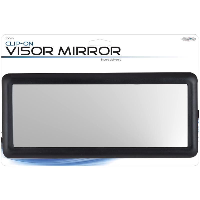 Espelho para Para-Sol Automotivo Custom Accessories com Presilhas Removíveis, 10,2 x 22,9 cm, Preto