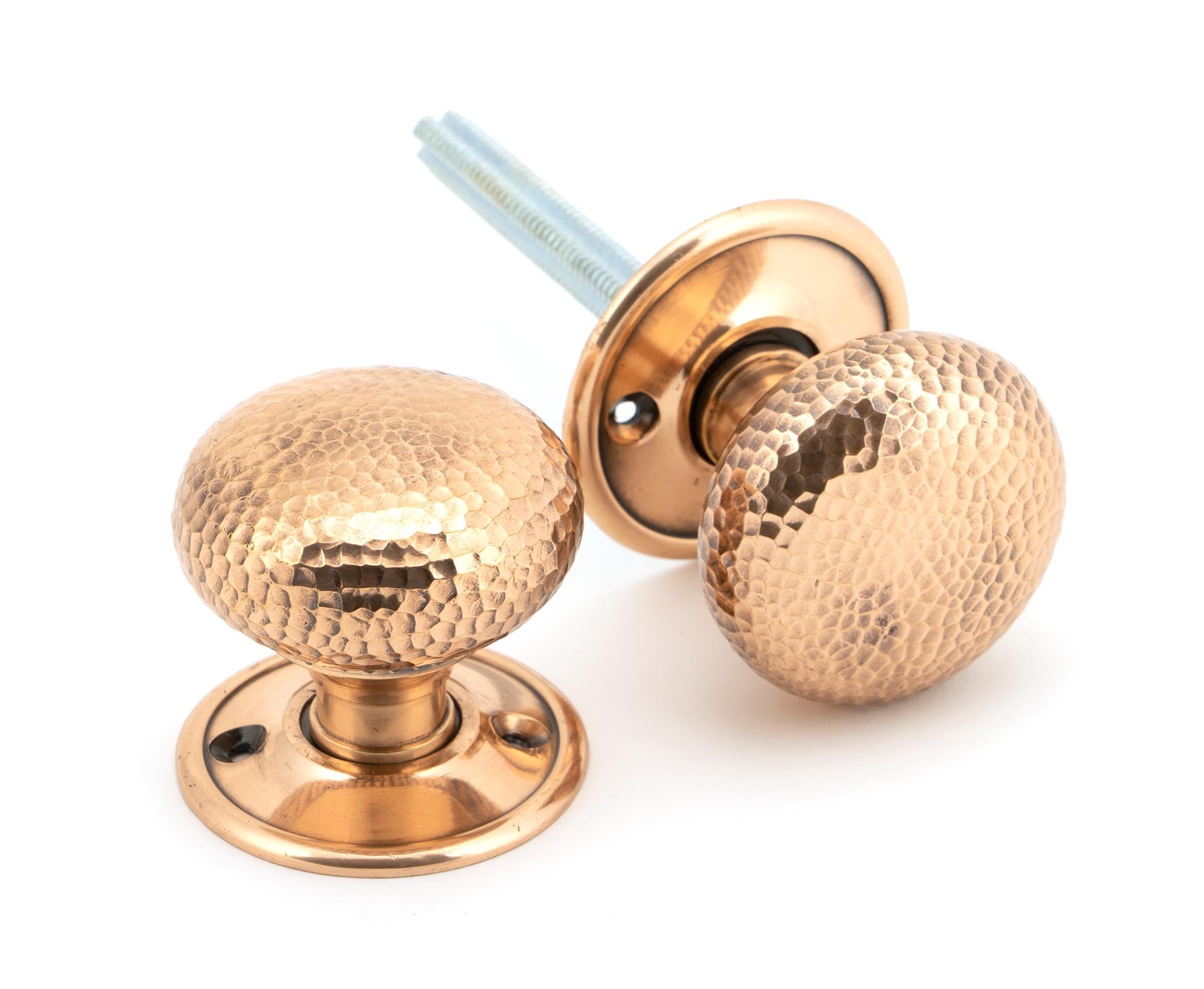 From The Anvil Bronze Polished Hammered Mushroom Mortice/Rim Knob Set