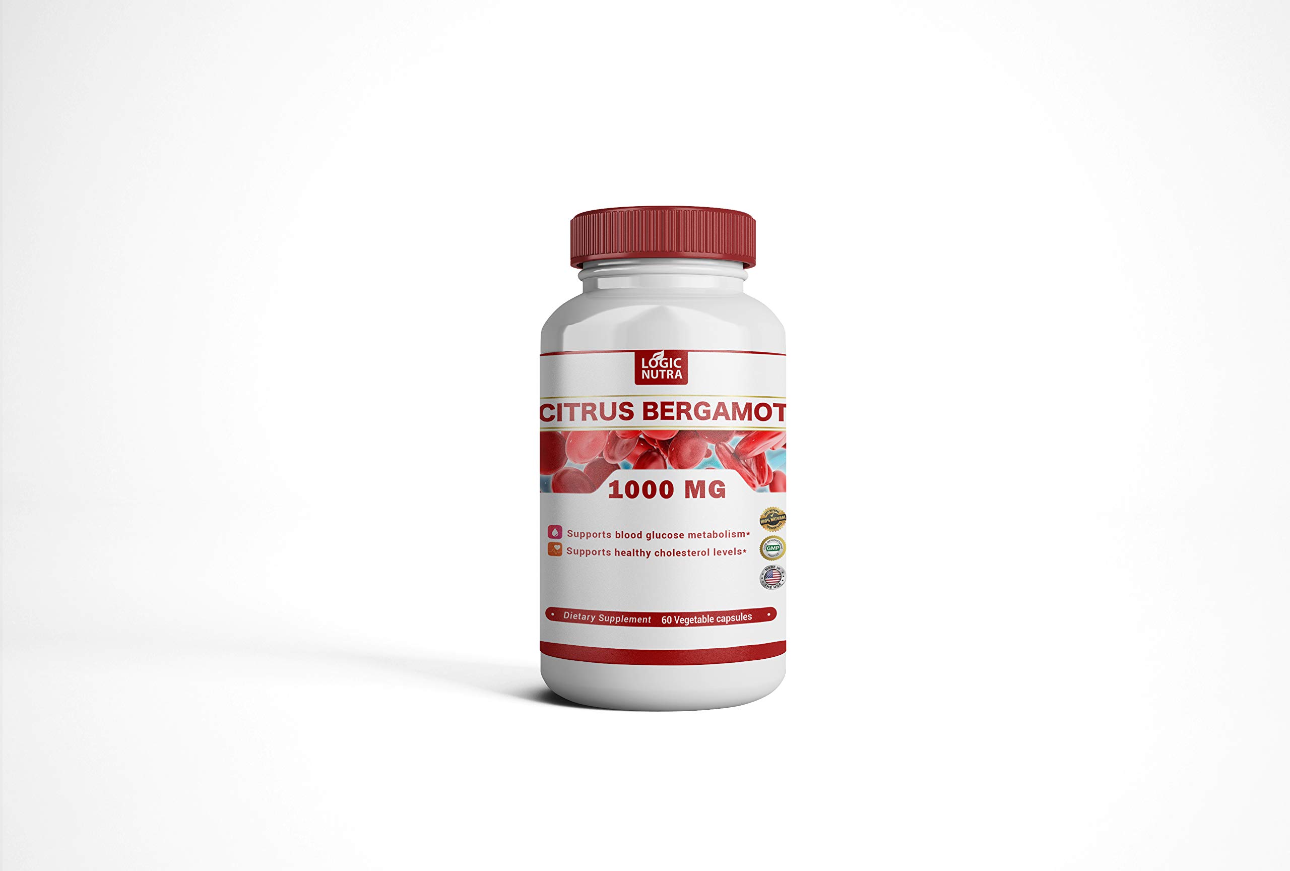 Logic Nutra Bergamot Cholesterol Support Capsules 1000 mg per Serving (2) 2 Bottles x 60 Each -– Maintain Balanced and Healthy Cholesterol Levels to Aid Heart and Cardiovascular Health