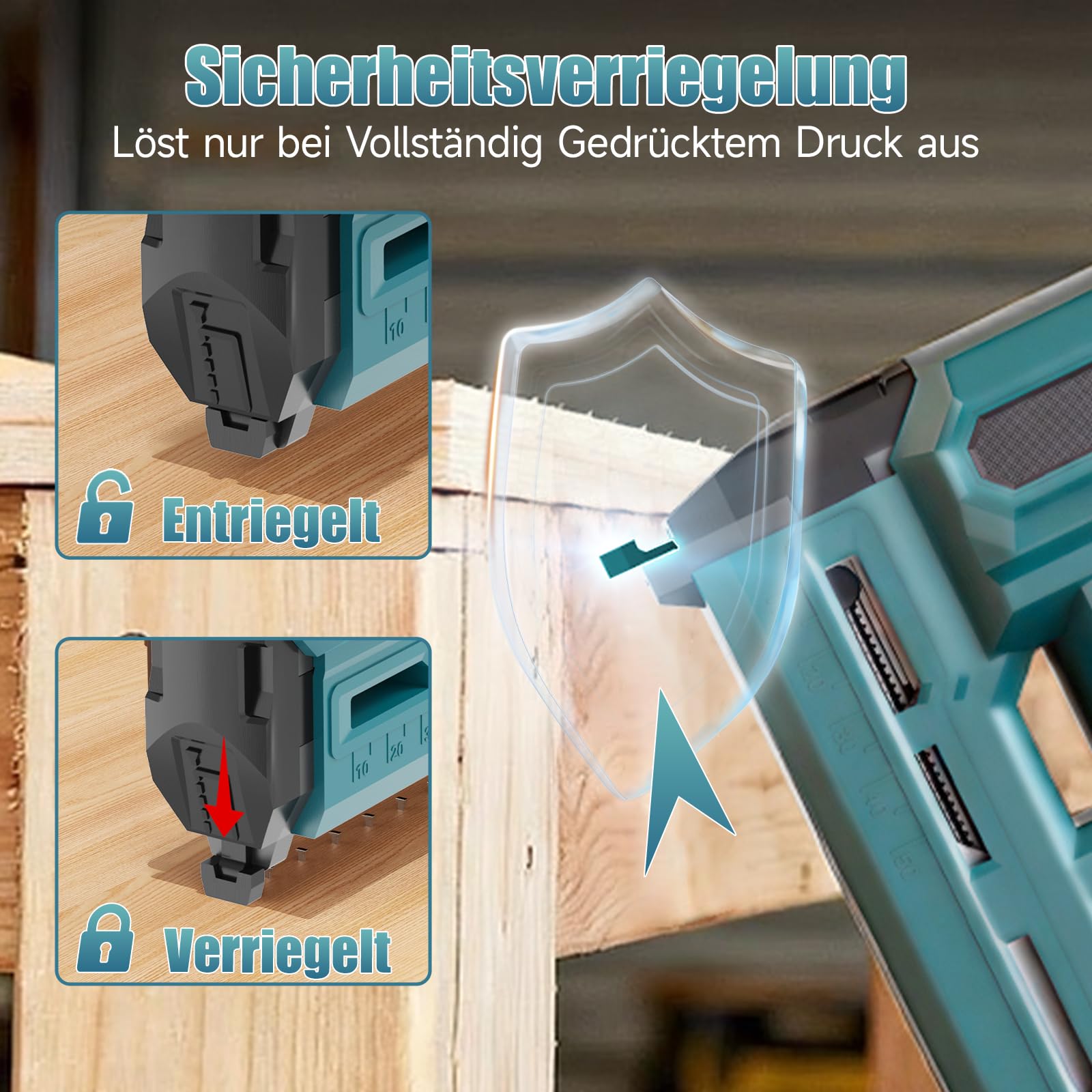 Makita Kompatibler Akku Tacker/Nagler 2-in-1 18GA Elektrische Nagelpistole mit 2x 4,0Ah Akkus