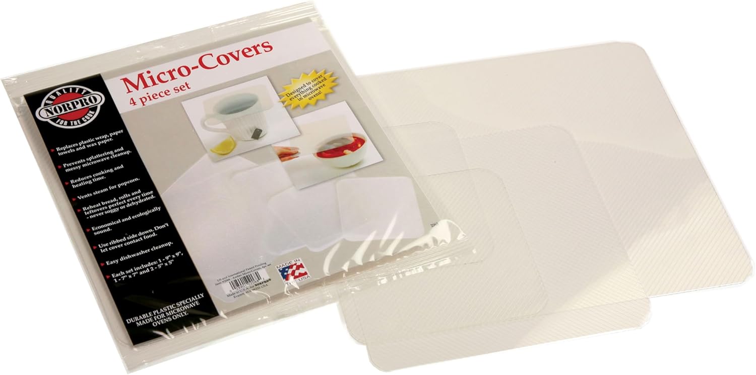 Norpro 4-Piece Amber Micro Cover Set - Lightweight Kitchen Storage Lids for Bowls, Cups & Containers