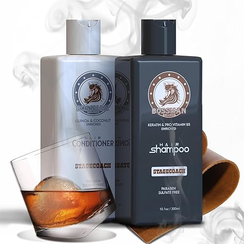 Bossman Combo de champú y acondicionador para el cabello, fórmula hidratante, fortalecedora y calmante para el cabello de los hombres, sin parabenos