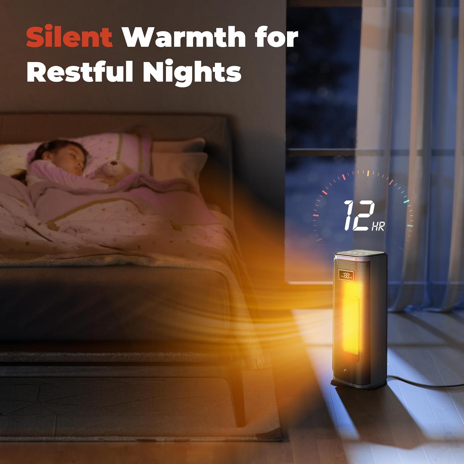 Portable Electric Space Heater - Small Desk Electric Heaters for Indoor Use, Fast Heating PTC Ceramic Space Heater with Adjustable Thermostat and Remote for Office Bedroom Home (Purple)