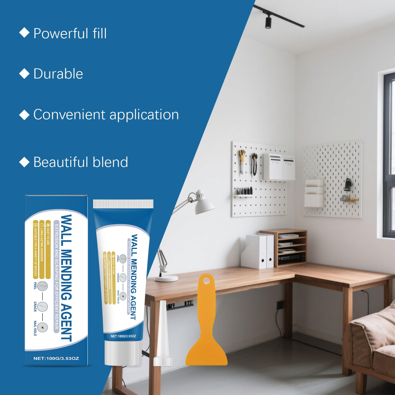 Stucco ad asciugatura rapida per fori di chiodi, crepe, kit fai da te per la riparazione di cartongesso, pasta per stucco murale, miscela di stucc/o leggera. (6pcs)