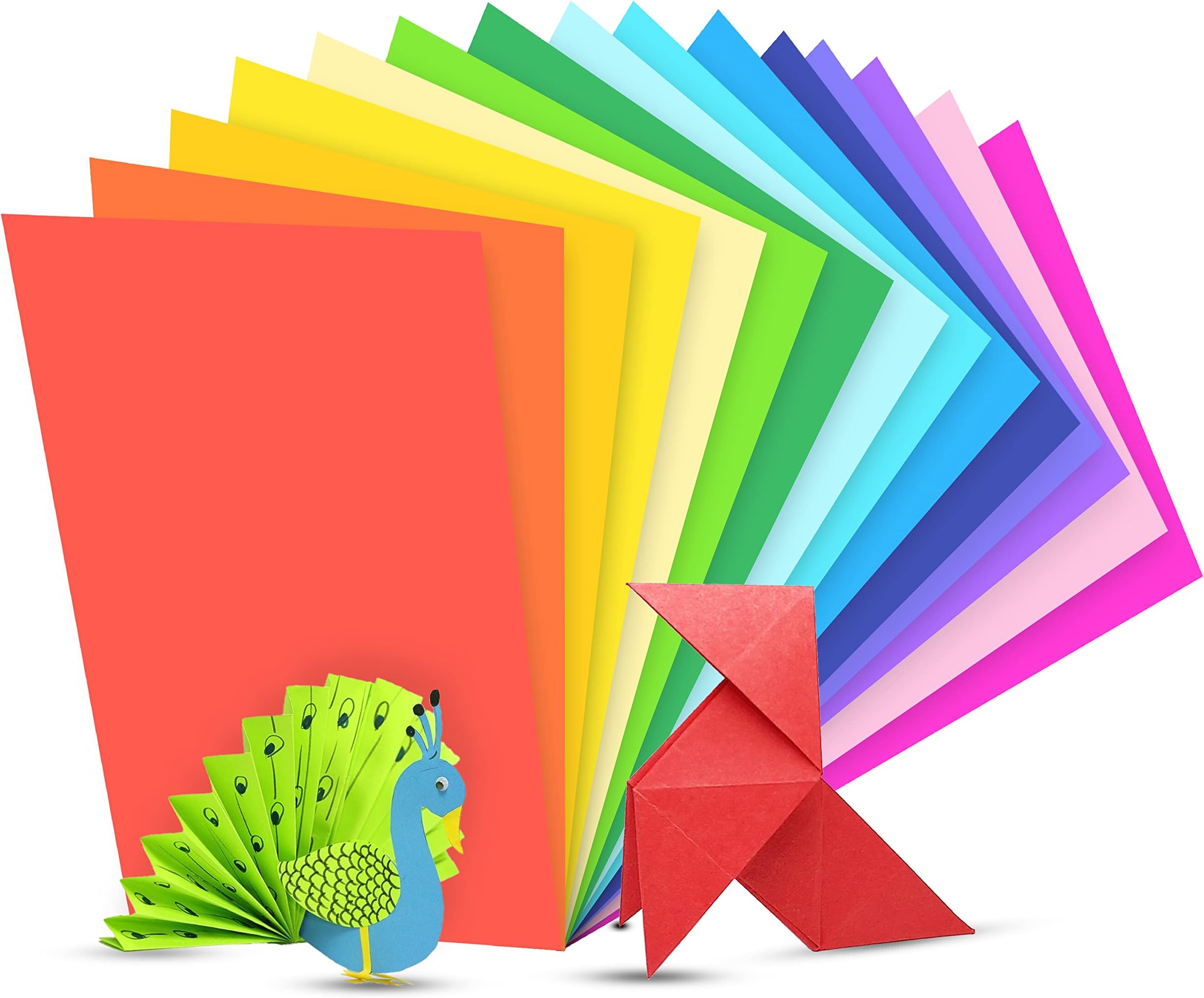 100 Pieces A4 Color Paper Handmade Origami Embossed Multi Color Paper (10 Colors)