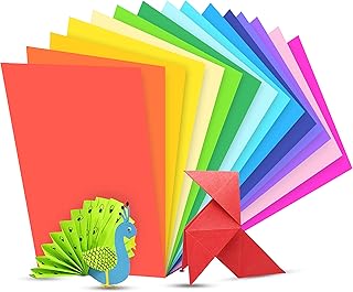 OFIXO 100 Pieces A4 Color Paper Handmade Origami Embossed Multi Color Paper (10 Colors)