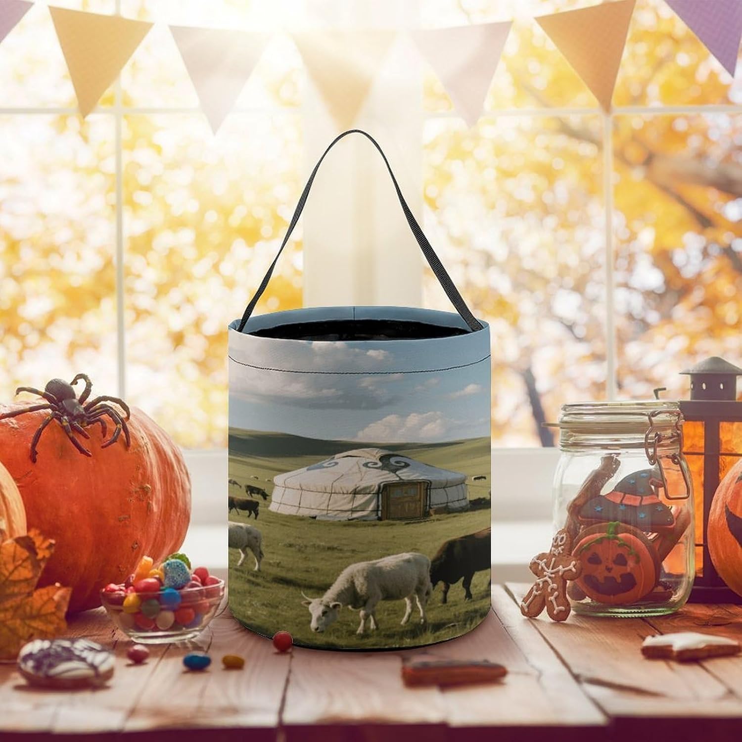 LLUTSNTH Grassland Yurt Halloween Tote Treat Bag for Trick Or Treat image 5