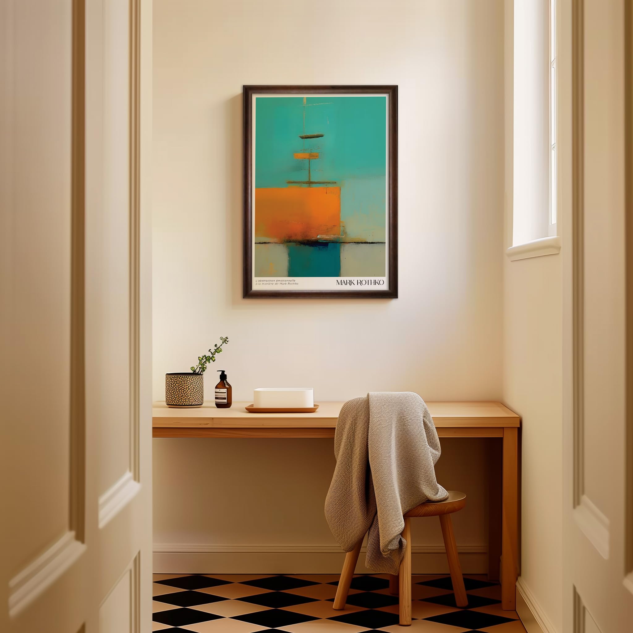 Amazon.co.jp: 色彩の静寂ー ターコイズブルーの絵画 A3 ポスター