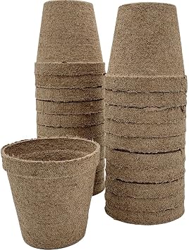 Jiffy Plant Pot - Organic Biodegradable Pots for Seedlings, Drainage Hole - 3 in, 22 Pack - Peat
