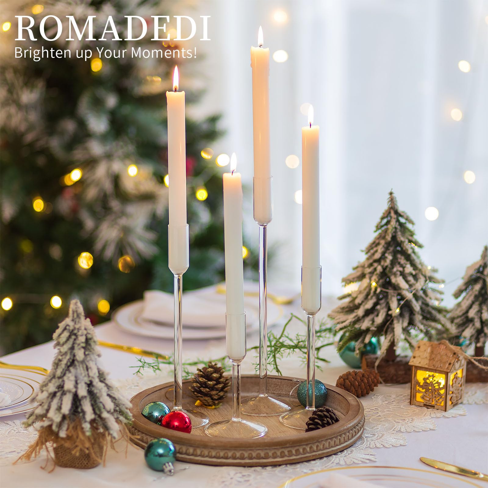 Portacandele In Vetro Verde Romadedi - Set 24 Pezzi Per Matrimoni, Feste E Natale | Candelabri Decorativi - Foto 3