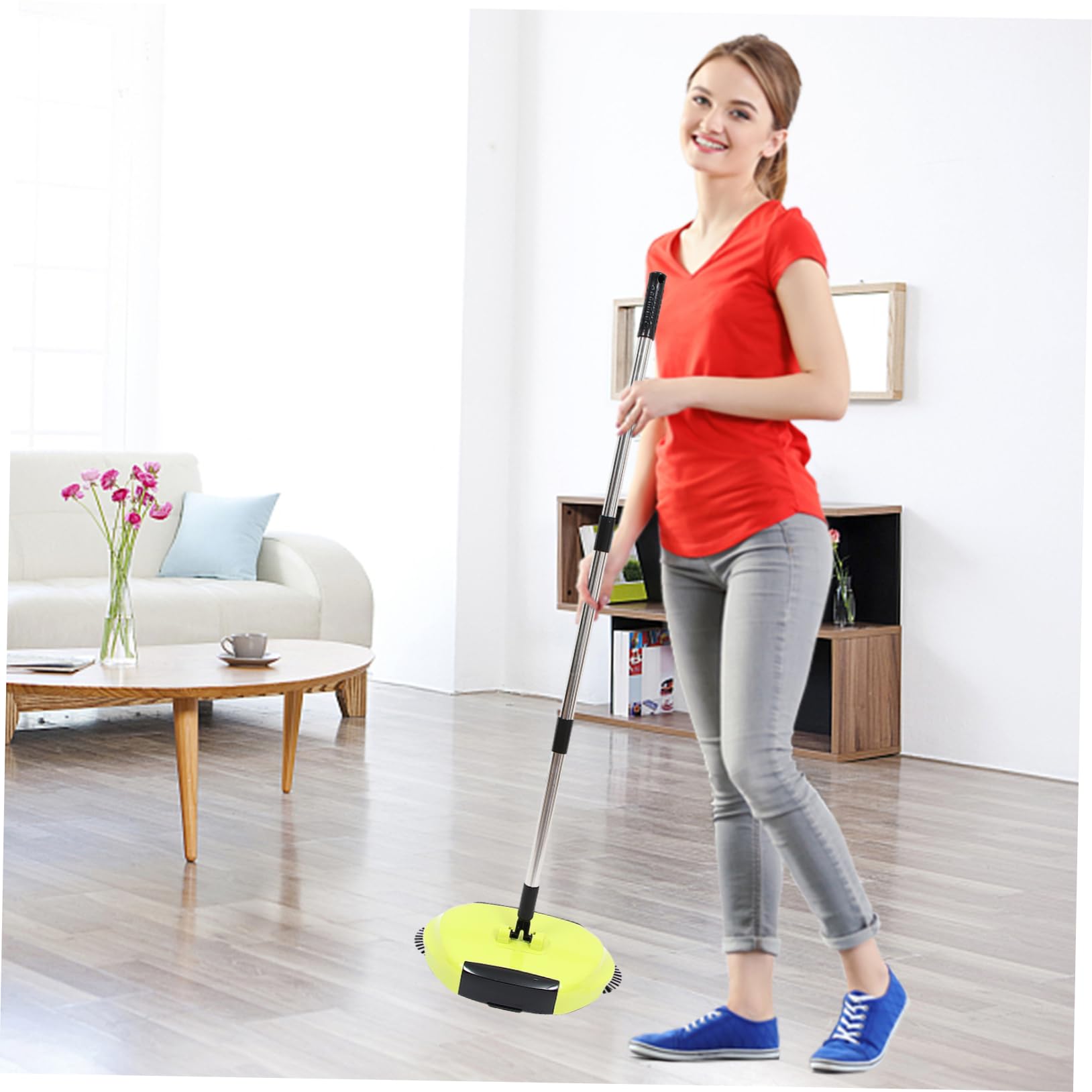 Ipetboom Handgeführte Bodenkehrmaschine 3-in-1 aus Abs, Edelstahl und Pet