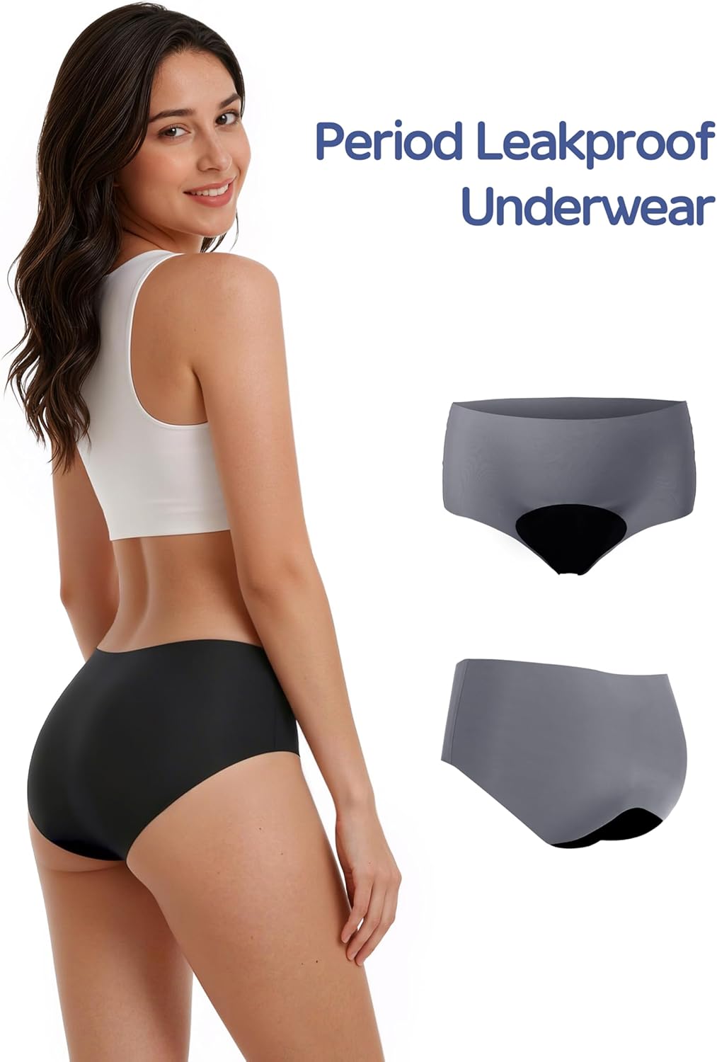 TIICHOO Seamless Period Underwear for Women Lightweight No Show Period Panties with Laundry Bag 5-Pack - Image 3