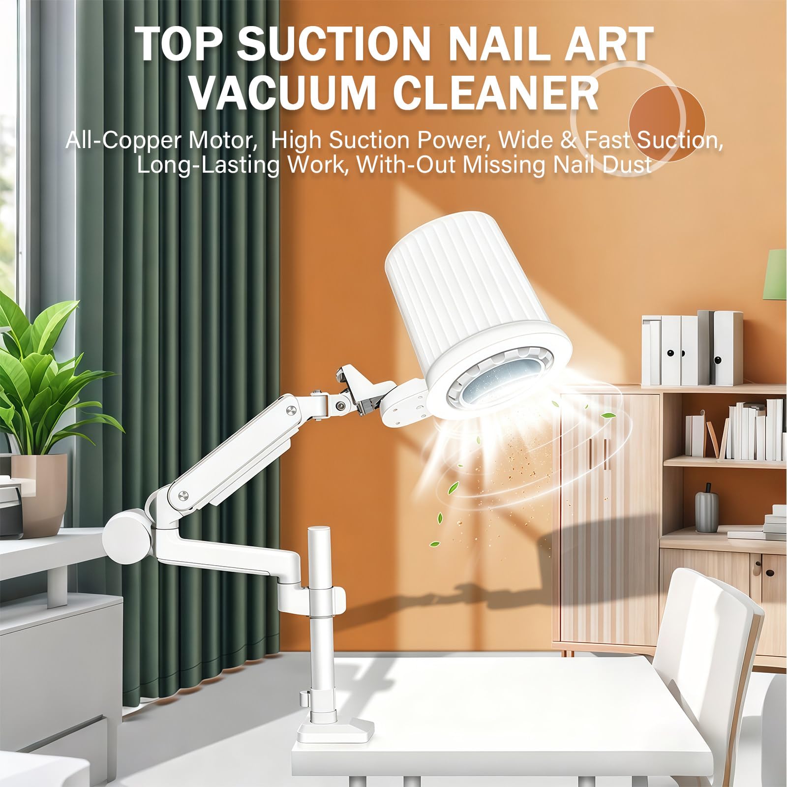 Odkurzacz Do Pyłu Do Pedicure, Oryginalny Próżniowy Odkurzacz Z LED & 1 Filtrem, Regulowane Ssanie dla Pedicure & Manicure DesktopMount