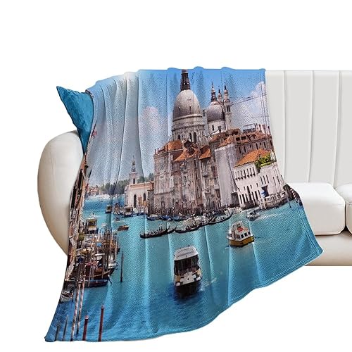 Venice Grand Canal Poster Pattern Flannel Flannel Blanket Wool Soft