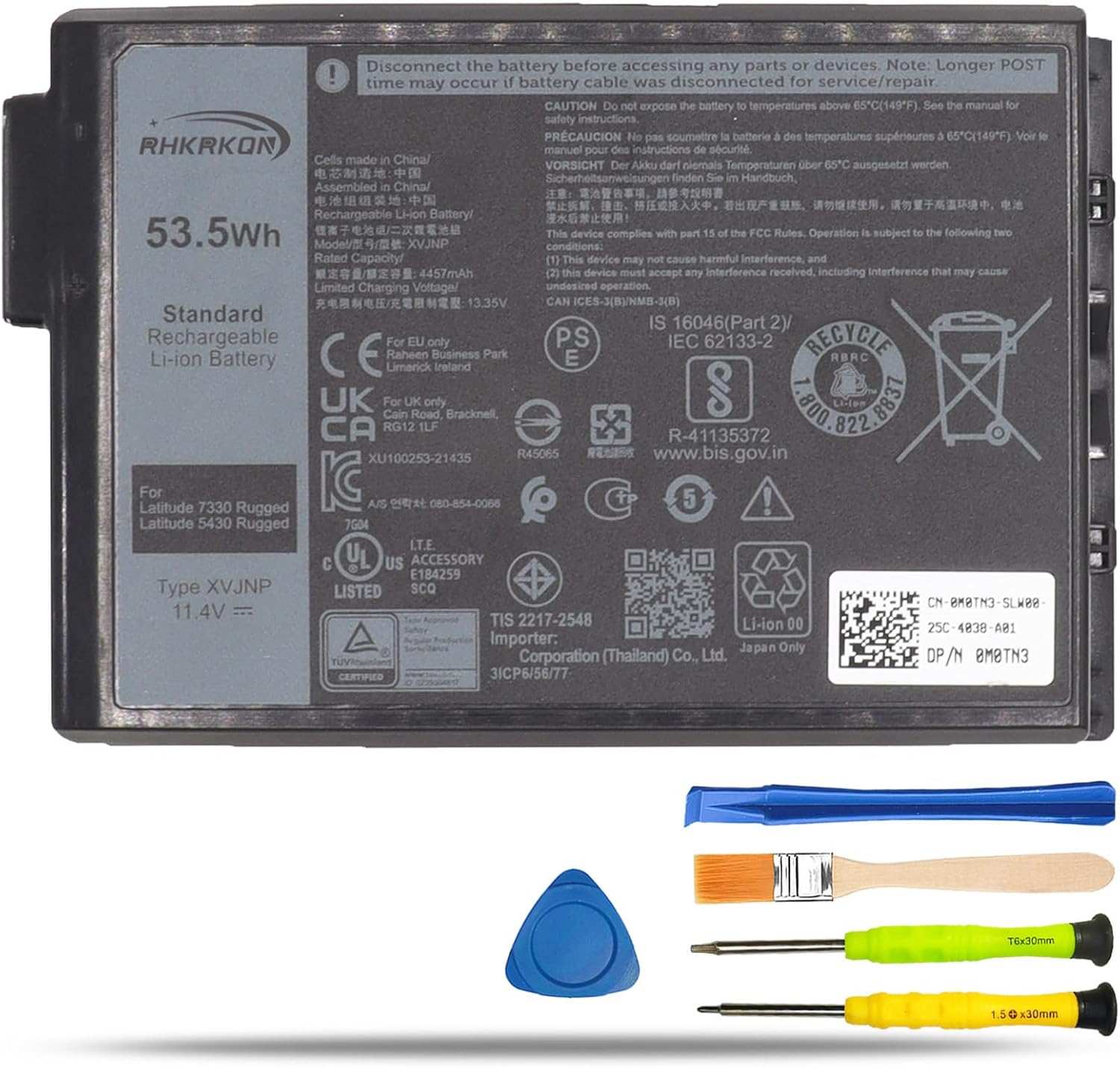 XVJNP Laptop Battery Replacement for Dell Latitude 5430 7330 Rugged Extreme P148G P148G001 P149G P149G001 Series Notebook 6JRCP 06JRCP M0TN3 0M0TN3 KD1CT 451-BCWQ 11.4V 53.5Wh 4457mAh