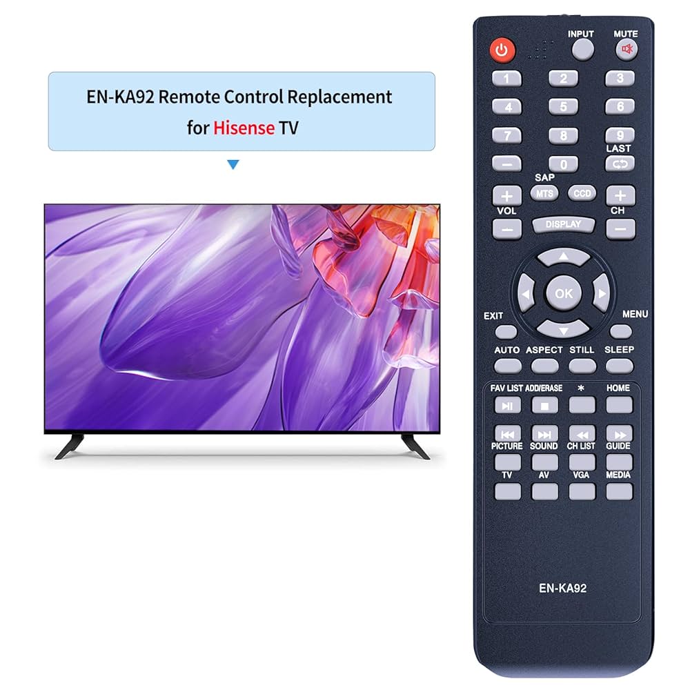 新しいen-ka92交換リモートフィットfor Hisenseテレビ32h3e 32h3?C 40h3e 40h3?C 32d37?32h3b1?32h3b2?40h3b Amazon.com: EN-KA92 Replacement Remote Control Compatible