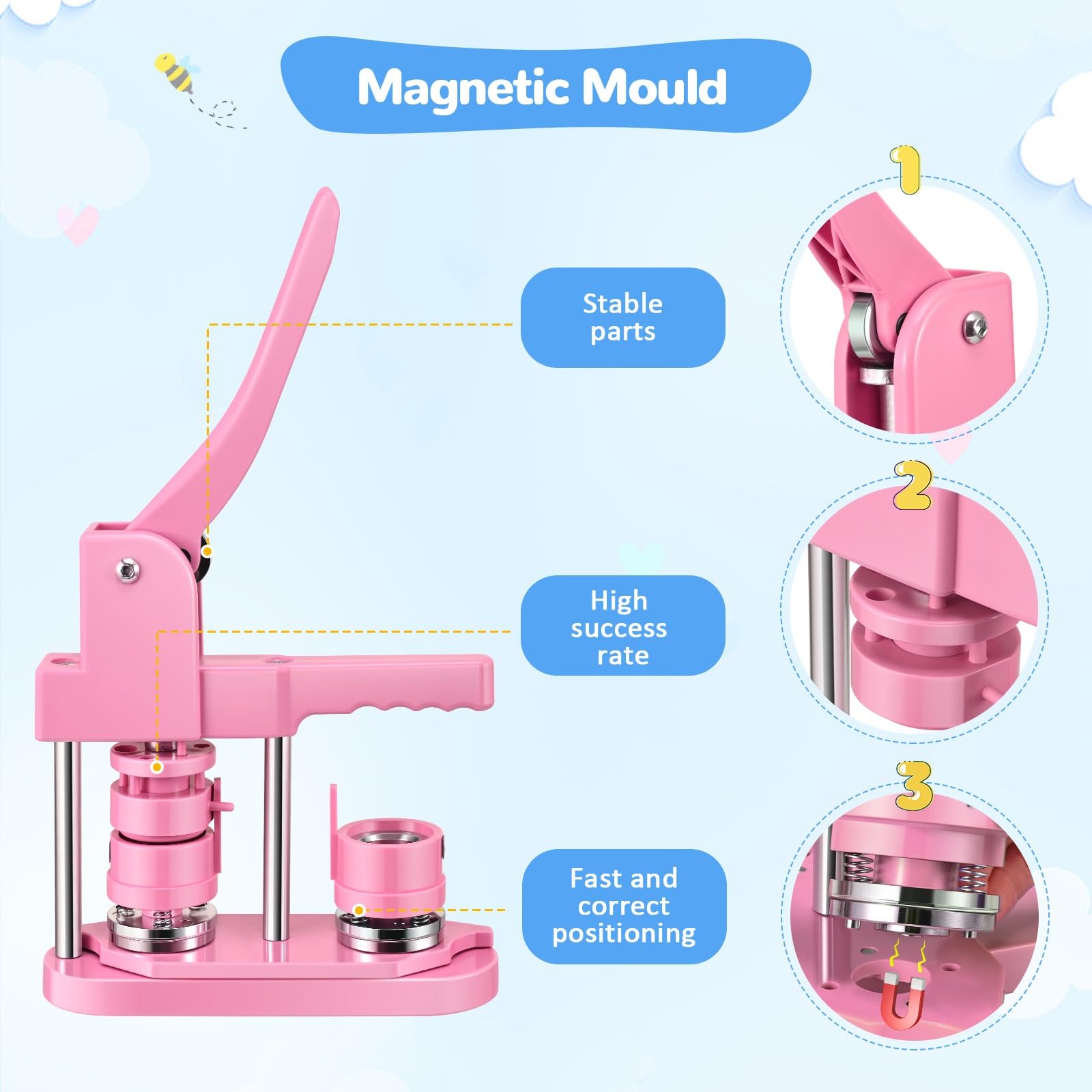 Set di Badge for Macchine for la creazione di Bottoni Rosa Verde da 32 mm, Parti di Bottoni da 100 Pezzi