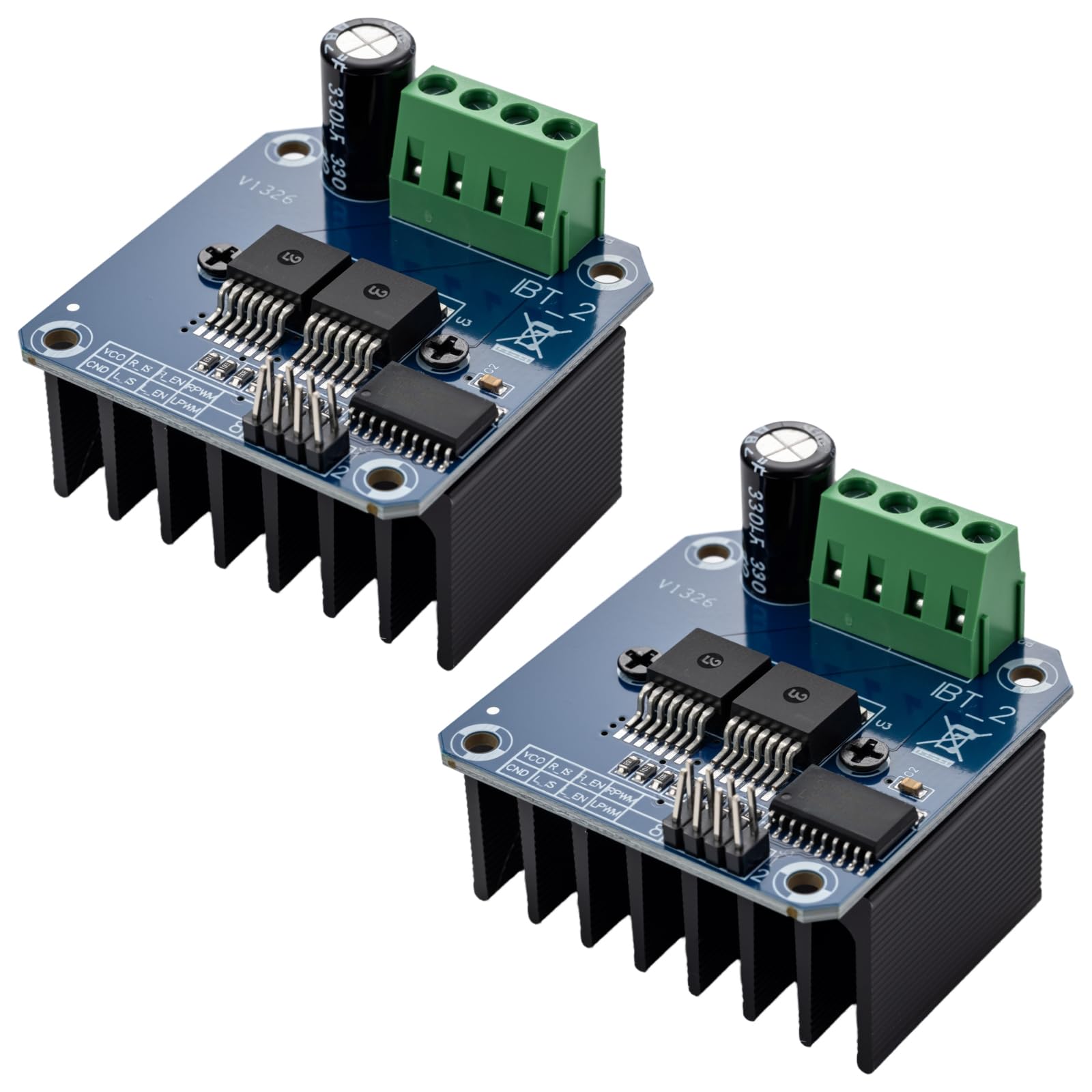 hiBCTR 2-Piece Set of BTS7960 43A High-Power Motor Driver Modules