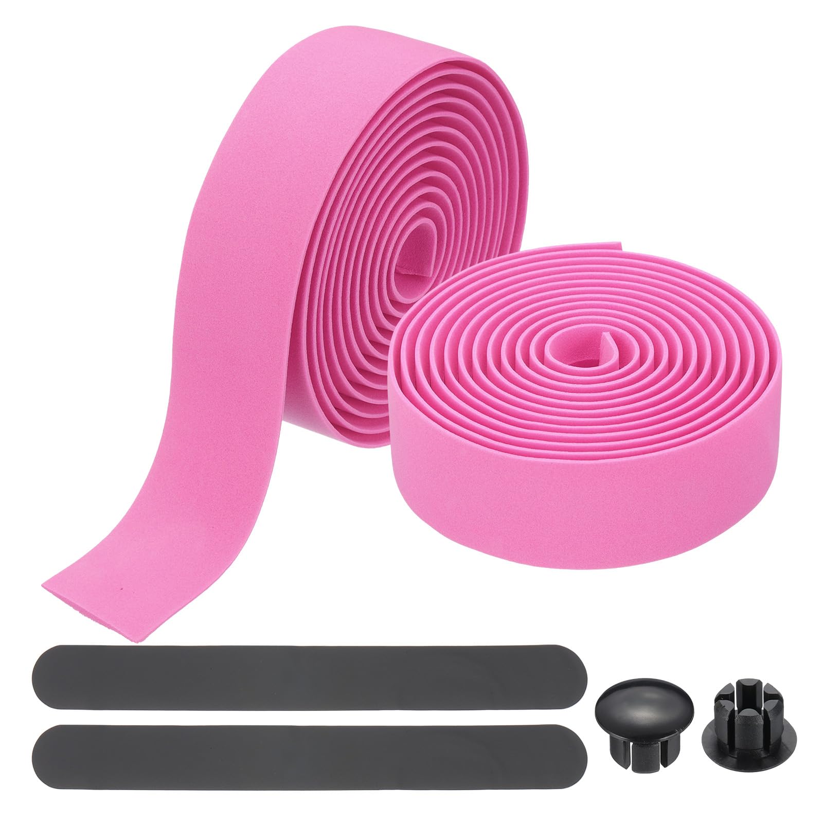 PATIKIL Bike Handlebar Tape, 2 Rolls 6.6 Feet Bike Grip Tape EVA Foam Cycling Handle Wraps Comfortable Non-Slip Shock Bicycle Wrap with End Plugs for Road Bike, Pink