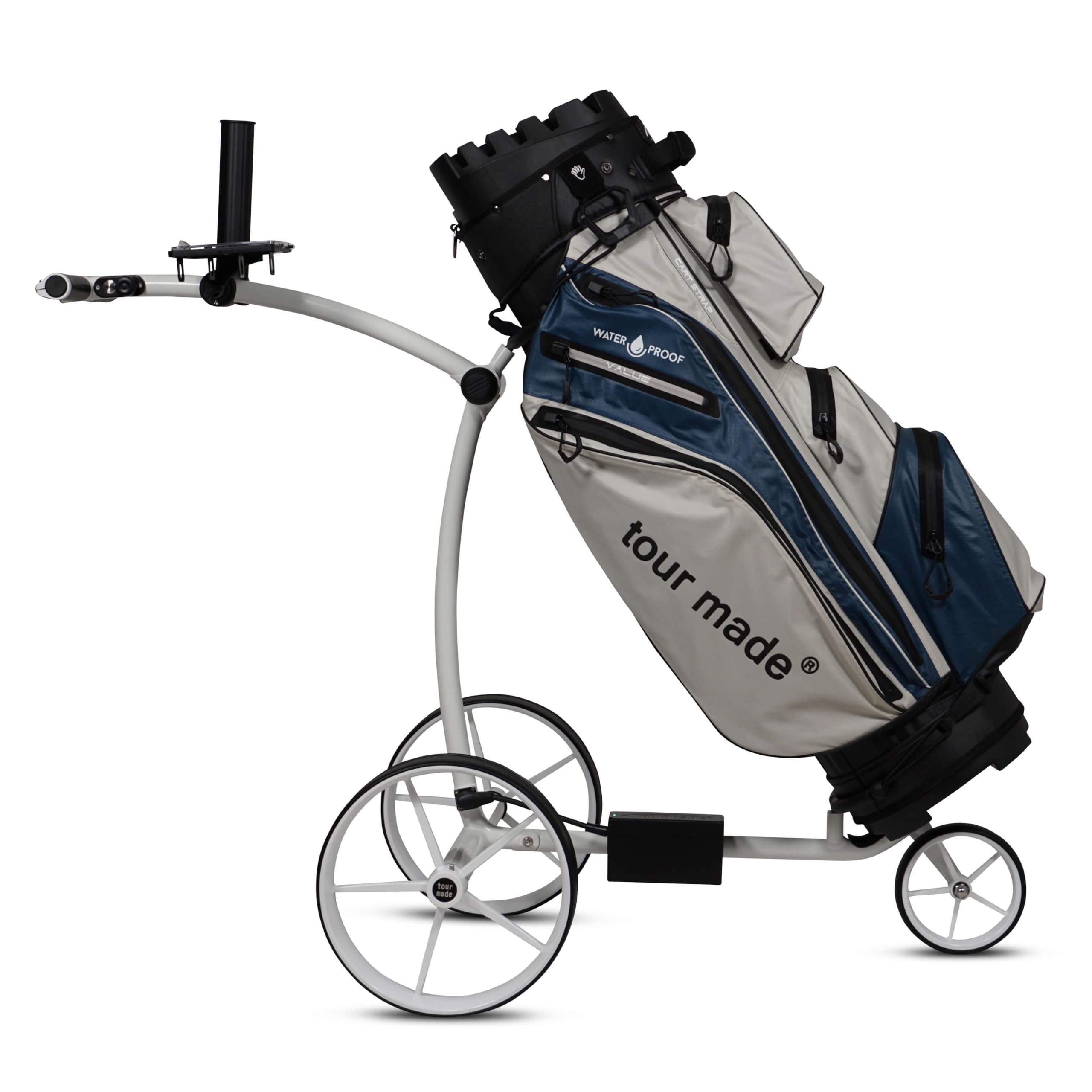 tour made Carro de golf eléctrico RT-670S. Pesa solo 5,5 kg. Gracias al freno de estacionamiento, freno de descenso y equilibrio de suspensión, perfecto para lugares montañosos. Calidad de marca