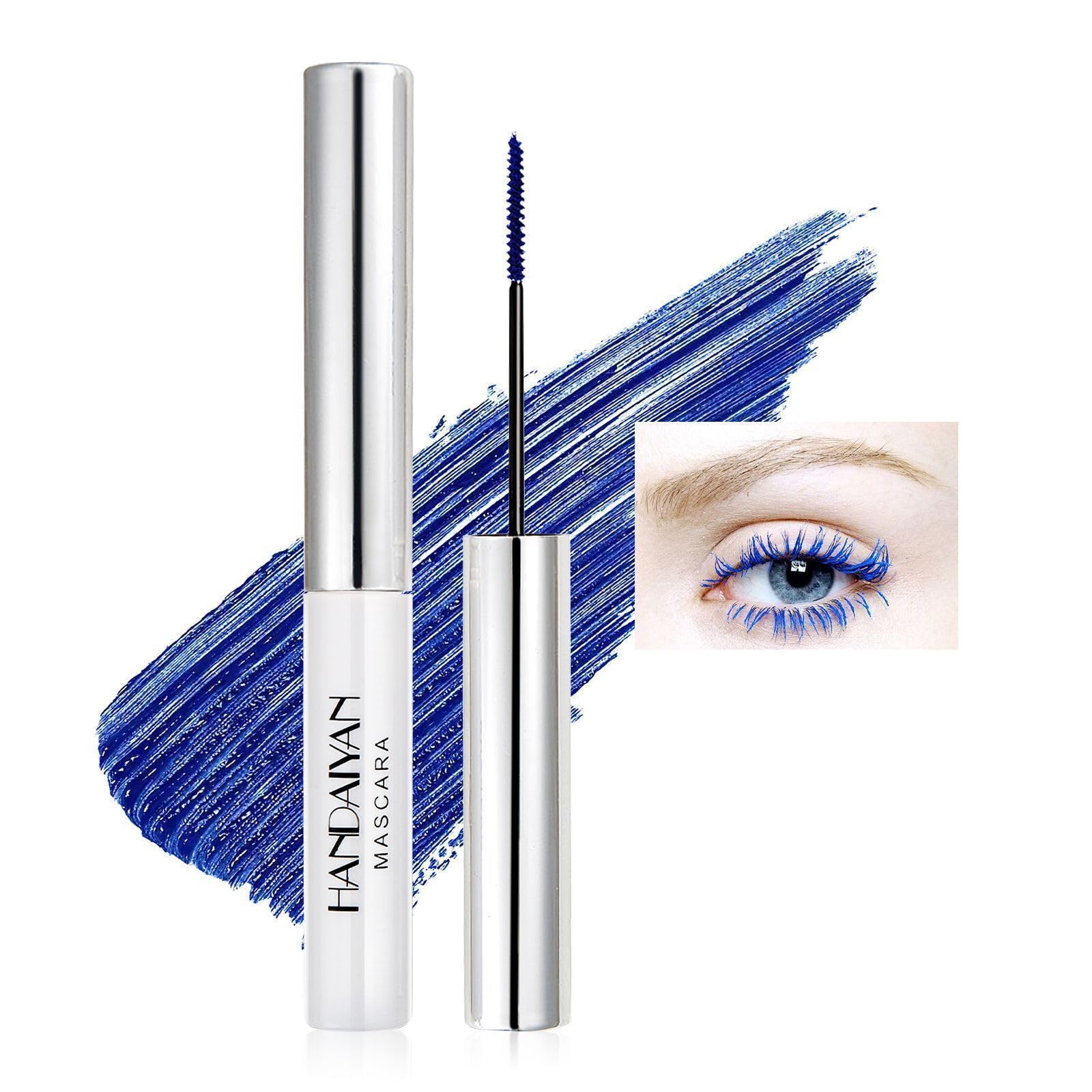 Tubing Mascara Black Volume And Length, Long-Lasting Waterproof Colored Mascara for Women Eye Makeup, Fast Dry Curling Lengthening Mascara Creates Charming Erelashes, Cruelty Free (Blue)