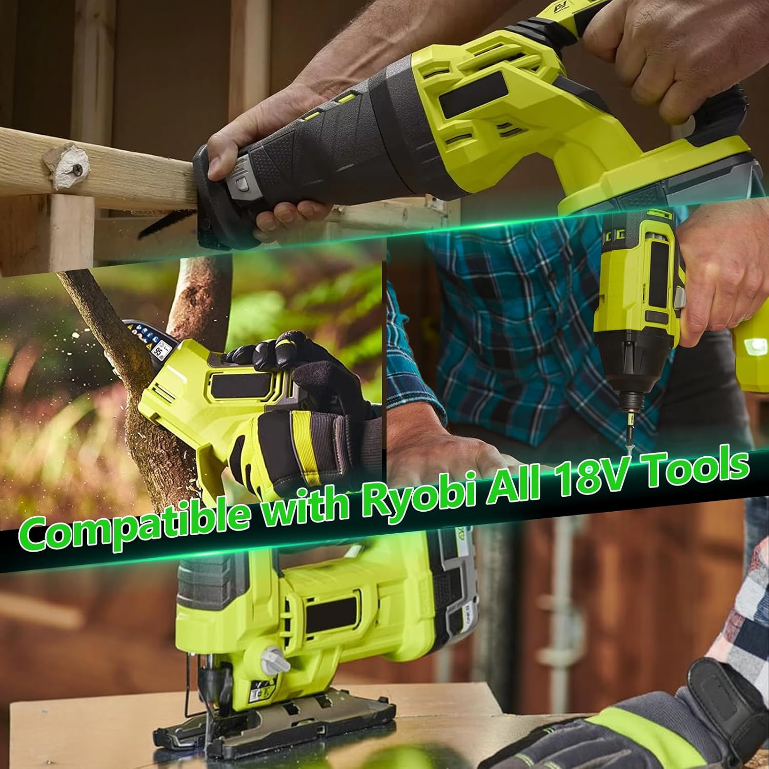 4.0Ah 2Pack Replacement for Ryobi 18V Battery Compatible with Ryobi 18 Volt Lithium Battery ONE+ Plus P102 P103 P104 P105 P107 P108 P109 PBP002 PBP003 PBP004 PBP005 PBP006 Cordless Tools - Image 7