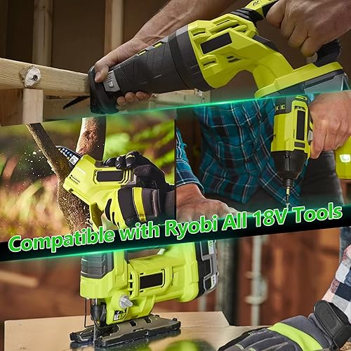Miniatura 8 de Paquete de 2 baterías de repuesto de 8.0Ah para batería Ryobi de 18 V con cargador P117 de litio compatible con Ryobi 18 voltios ONE+ Plus P102 P103