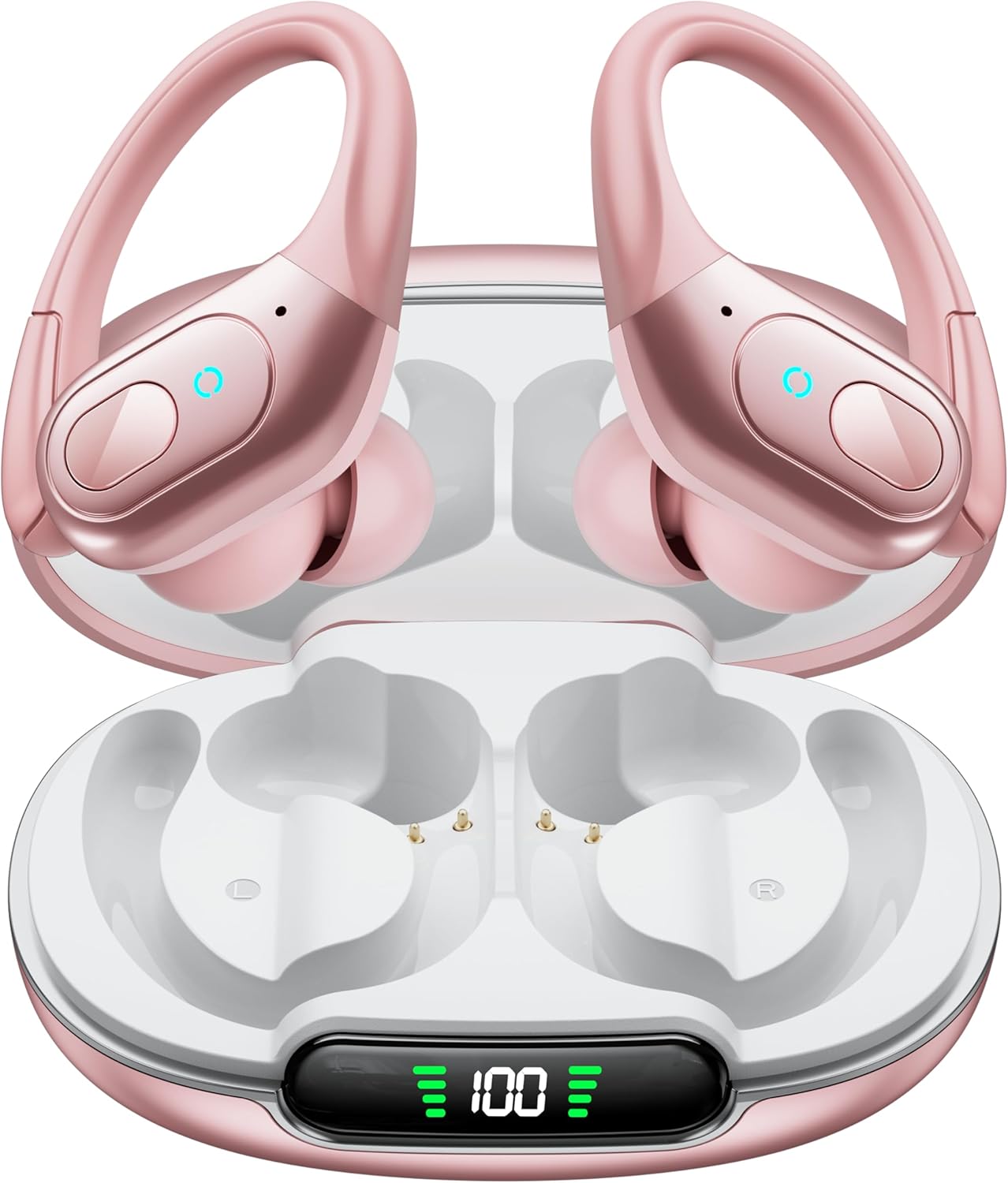 occiam Bluetooth Headphones Wireless Earbuds 90H Playback Sport Ear Buds with LED Display Charging Case in Ear Sweatproof Running Earphones with Earhook for Workout iOS Android Cellphone,Rose Gold occiam Bluetooth Headphones Wireless Earbuds 90H Playback Sport Ear Buds with LED Display Charging Case in Ear Sweatproof Running Earphones with Earhook for Workout iOS Android Cellphone,Rose Gold