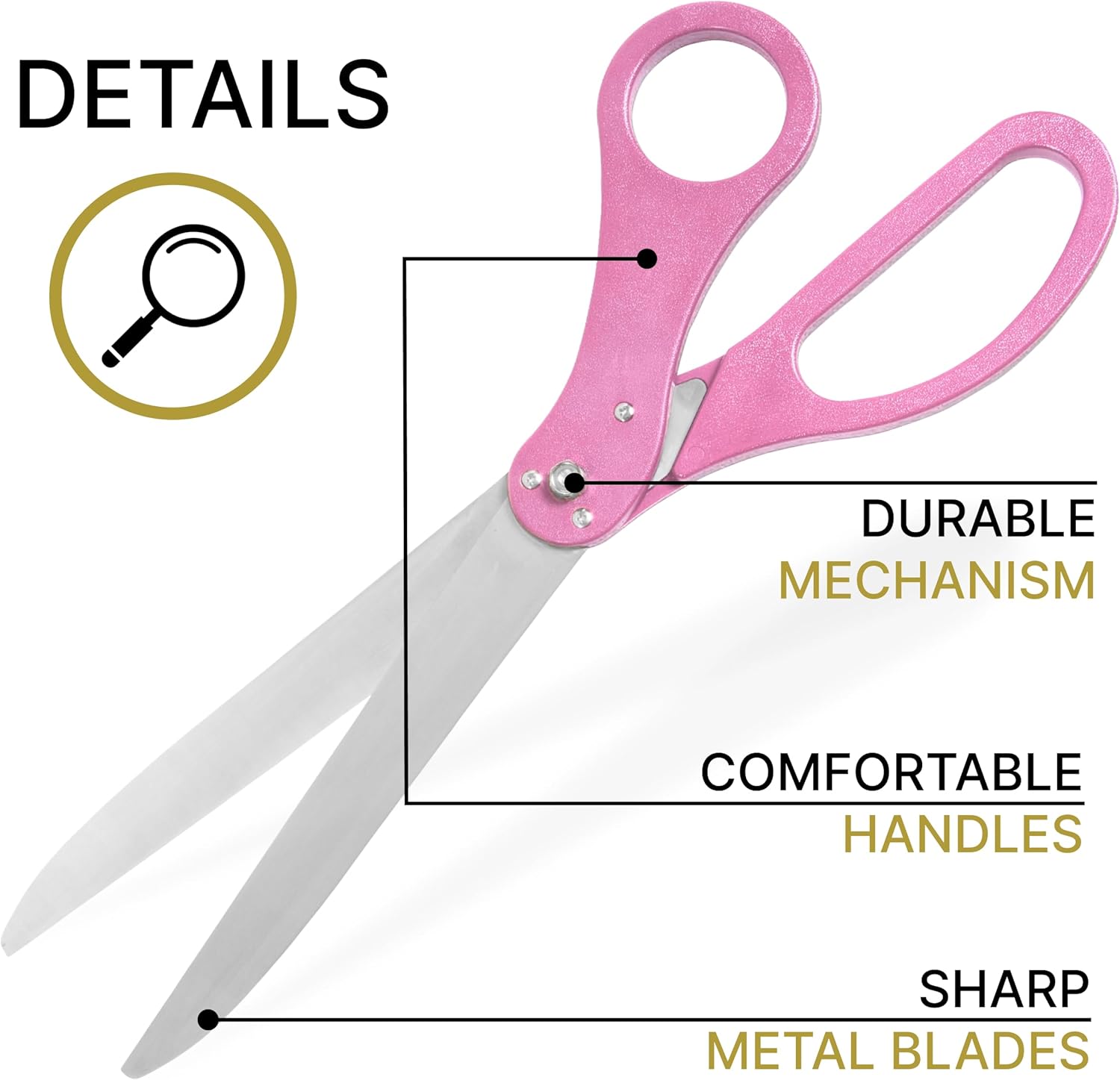 25インチ ライトピンク ジャイアントはさみ &ndash; 特大 冠婚葬祭用カッティングツール 赤いリボン付き グランドオープニング イベント