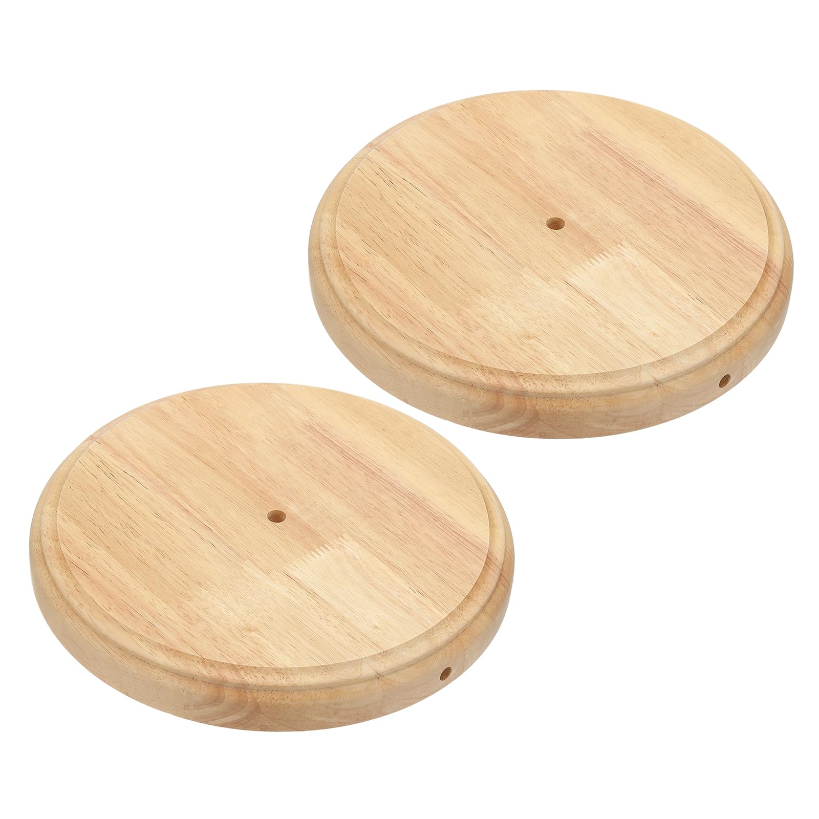 PATIKIL 9.5" x 1.3" Wooden Lamp Base, 2pcs Round Solid Wooden Base Wood Desk Lamp Display Stand Replacement for Bedroom Bedside Table Lamps DIY