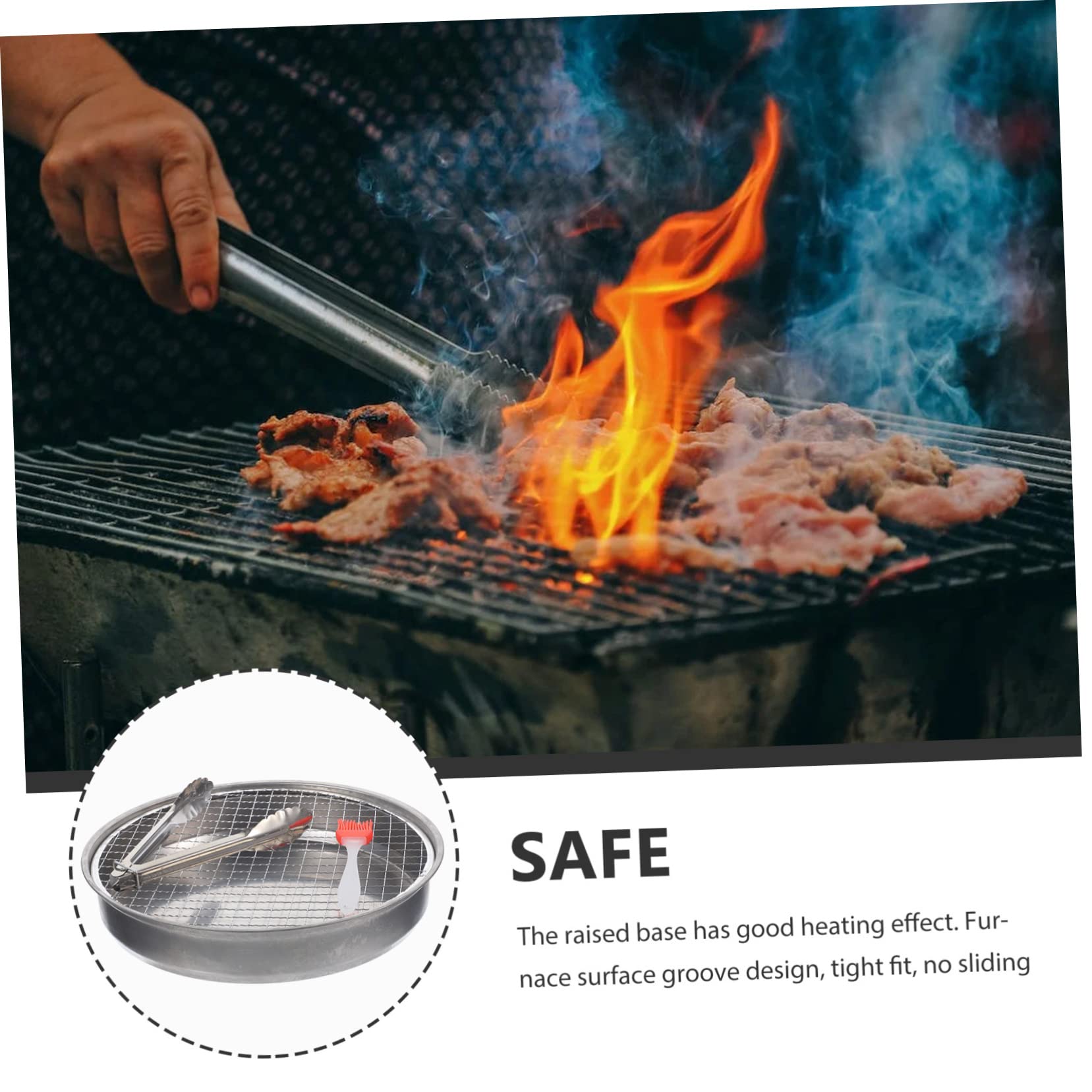 Abaodam Portable Barbecue Grill 28cm Stainless Steel Outdoor Grill Stove Easy to Assemble