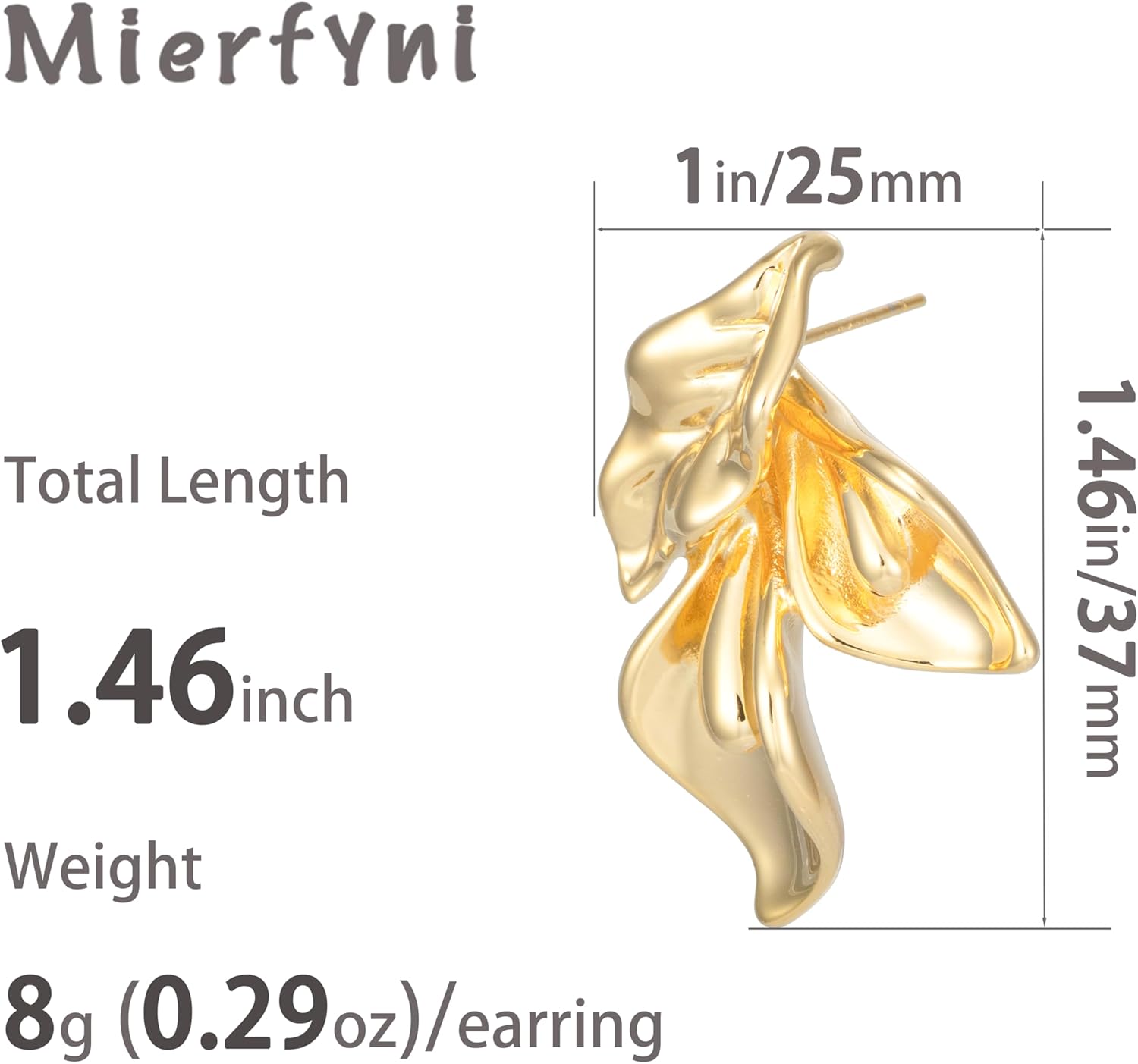 Gold Flower Earrings for Women Dangling Big Floral Statement Drop Earrings