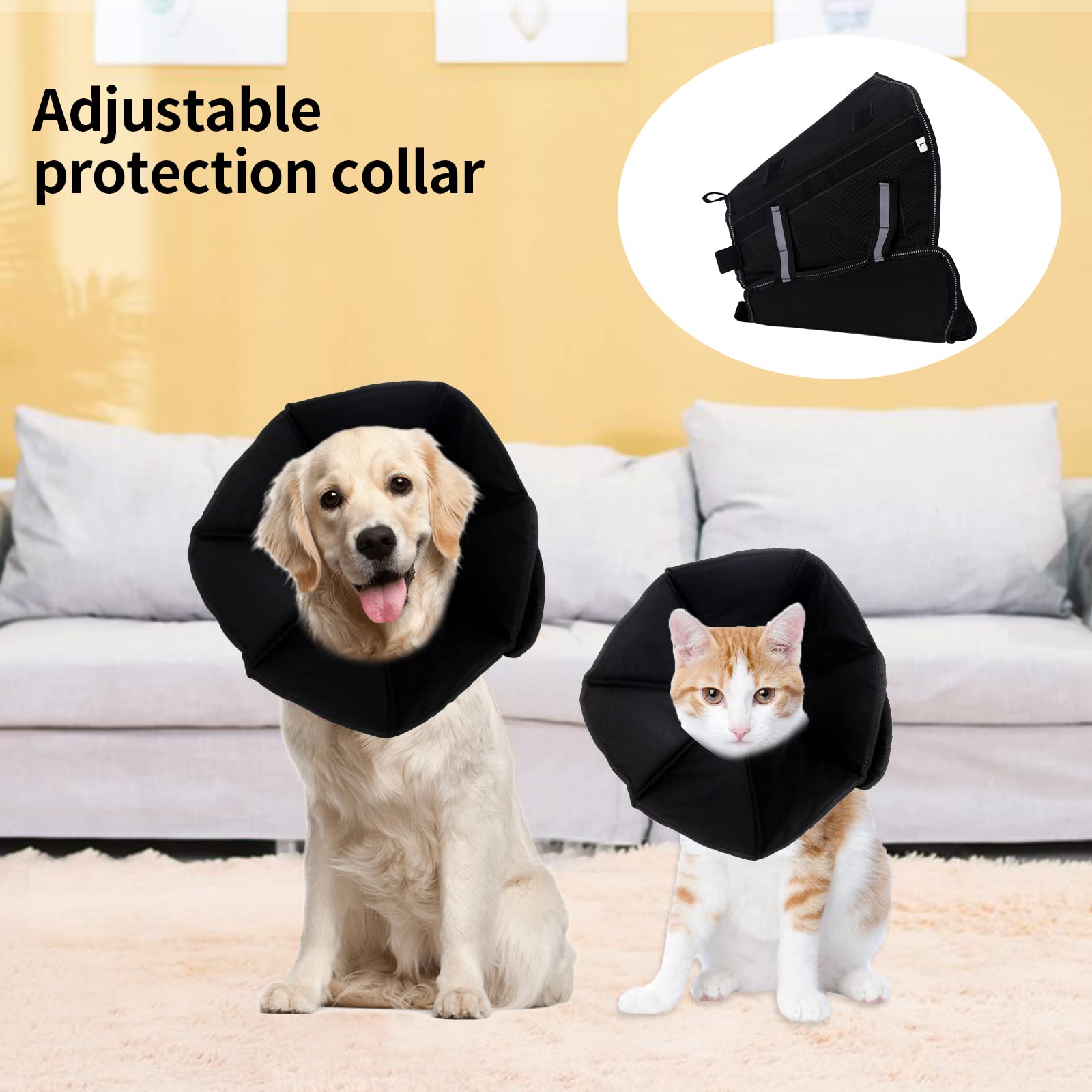 PETBABA Halskragen Für Hunde/Katzen – Transparent, Weich Gepolstert, Größe M, Blau, Nach OP Oder Bei Verletzungen