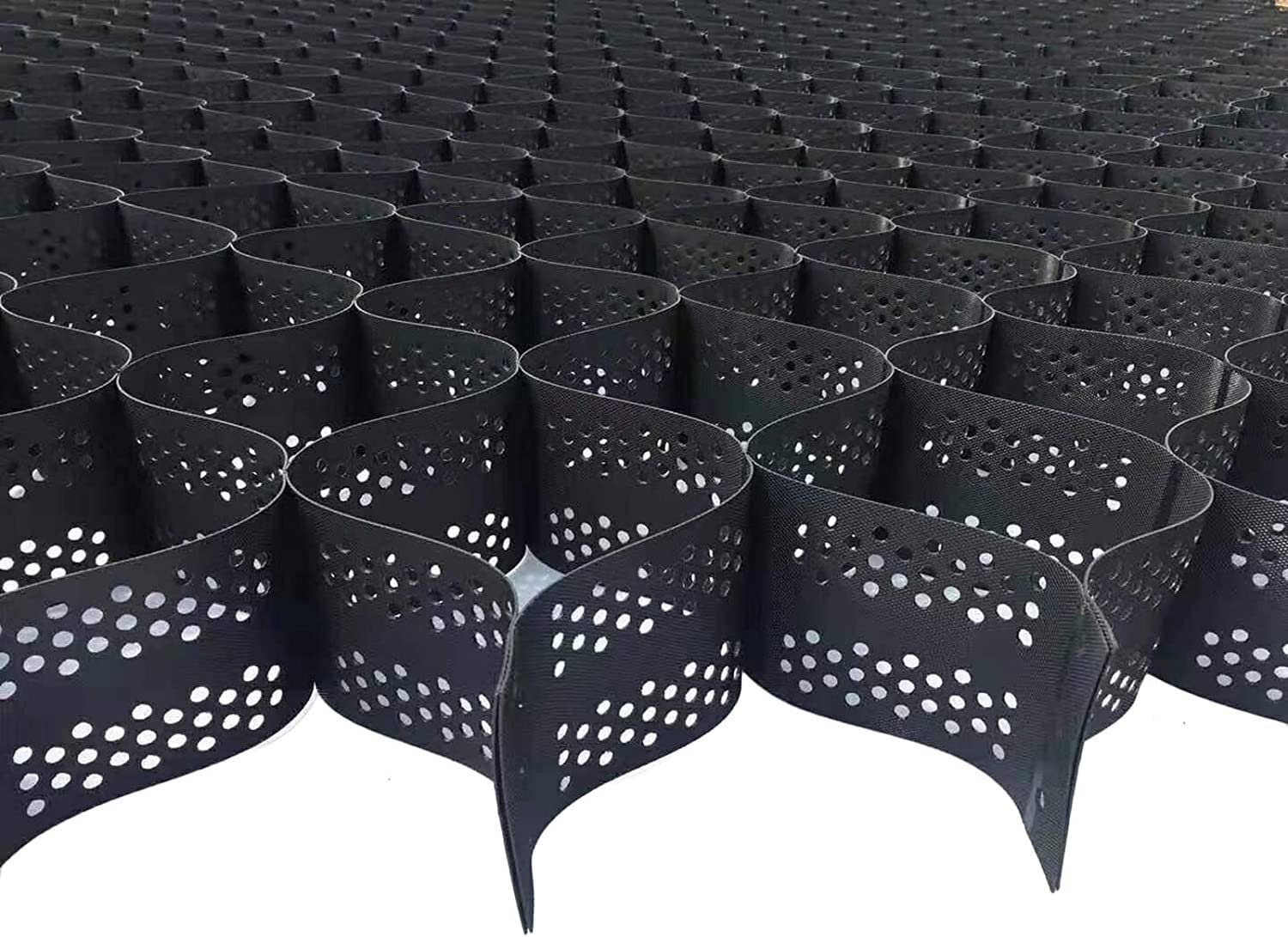 Griglia di Ghiaia permeabile per vialetti - Geogriglia a Nido d'Ape Alta 2" per la stabilizzazione del Terreno, Soluzione di Movimento Terra in polietilene 4x4m (13x13ft) per parcheggi in co
