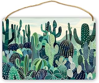 Classic cactus Craft Wooden Painting,Modern Art Star night cactus Wood Plank Signs,Villa Yard Garden,Apartment,library Wall Hanging Art decor Wood Painting,Gift for Cactus Lovers 8x12 inch